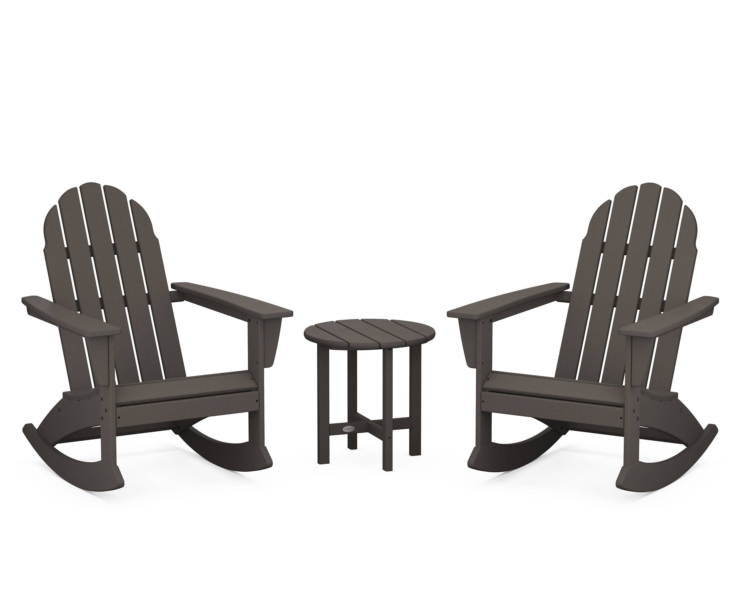 Vineyard 3-Piece Adirondack Rocking Chair Set in Vintage Coffee