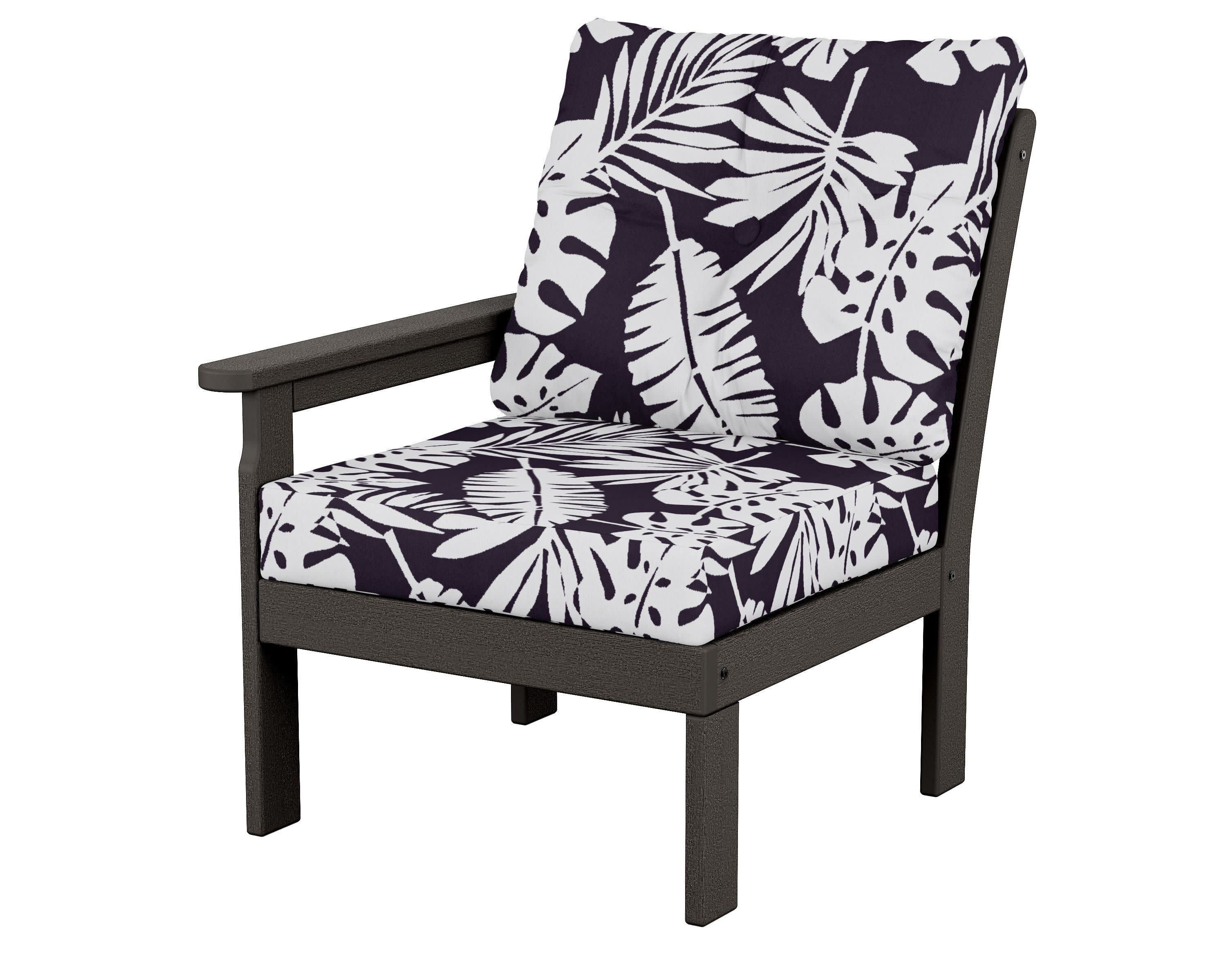 Vineyard Modular Left Arm Chair in Vintage Coffee / Leaf Navy