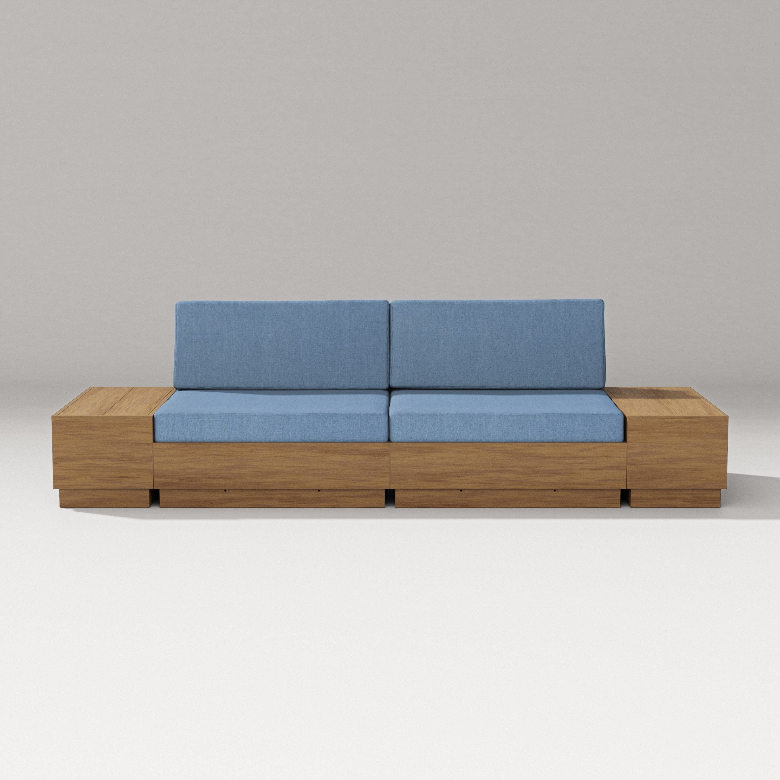 Elevate 4-Piece Loveseat Sectional in Natural / Sky Blue