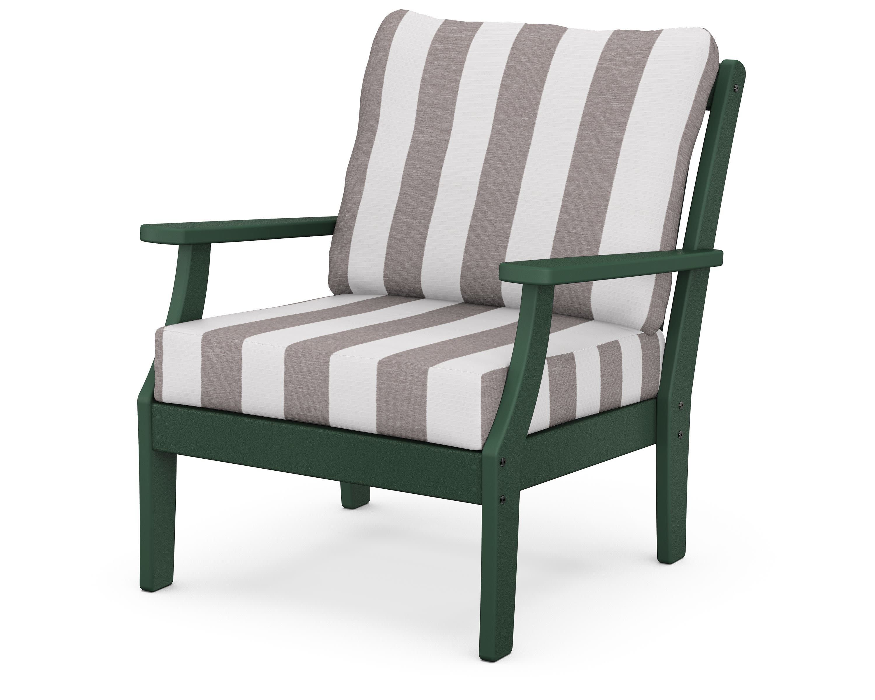 Braxton Deep Seating Chair in Green / Cabana Stripe Grey Mist