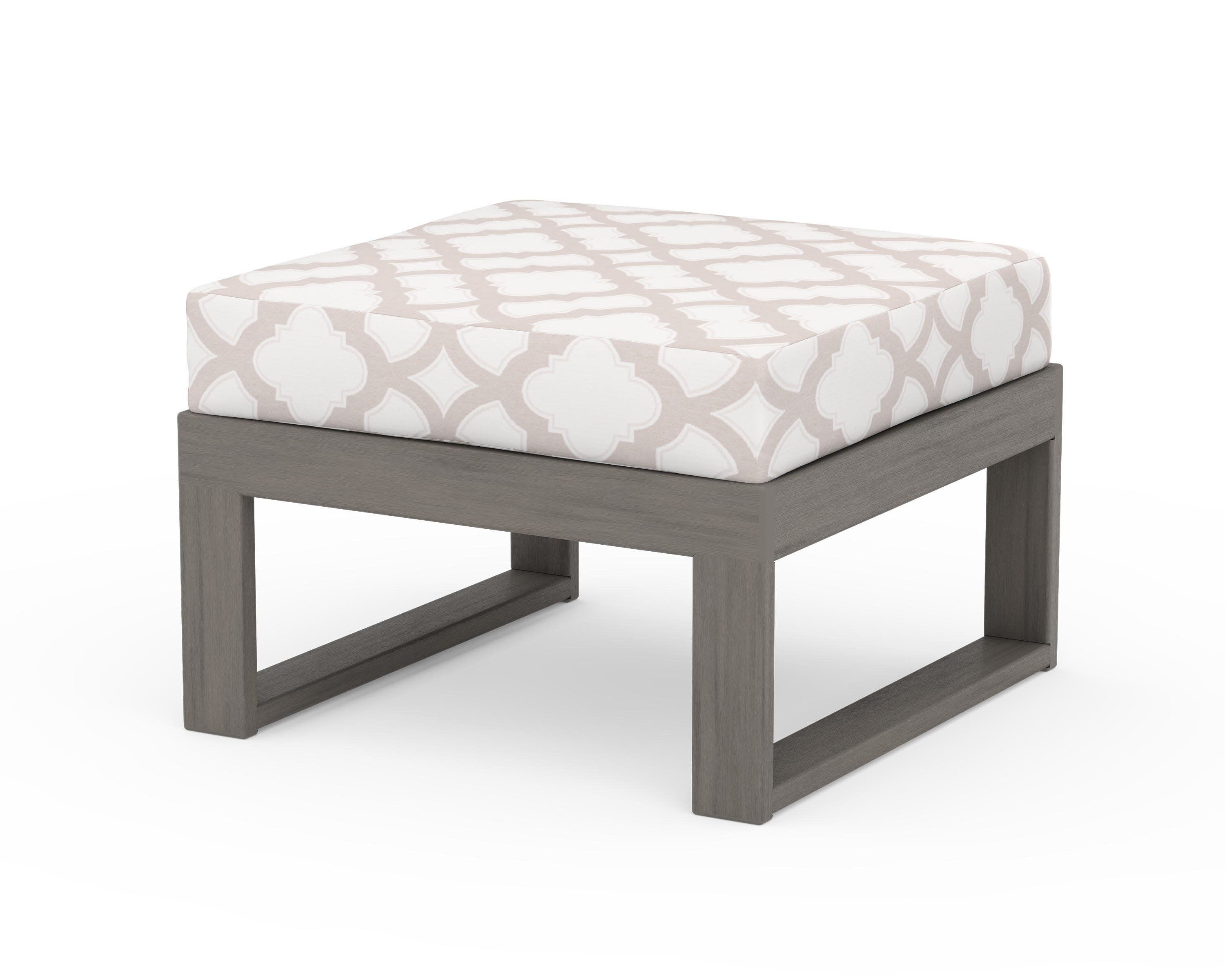 Modular Ottoman - Modern in Driftwood / Trellis Dune Burlap