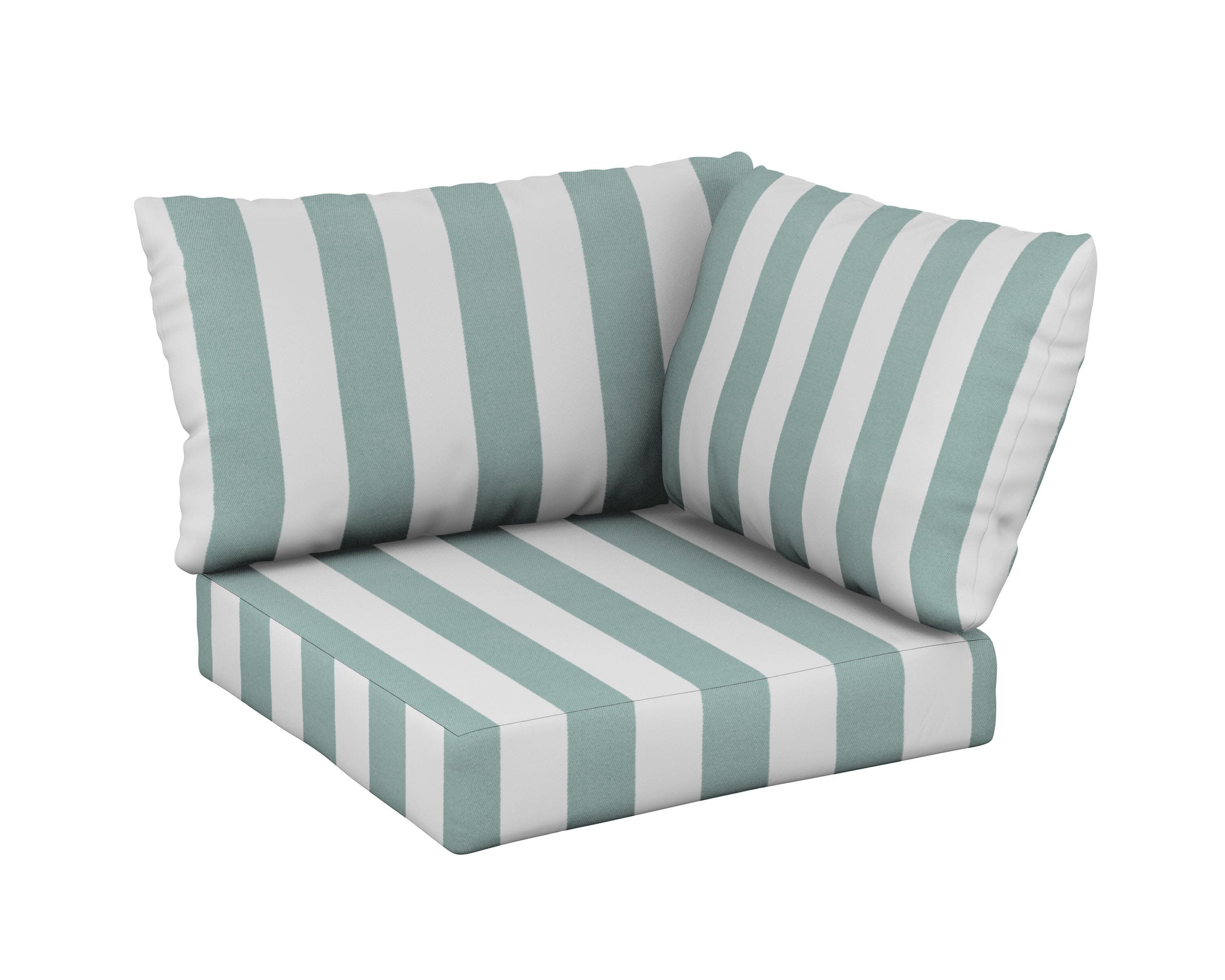 Modular Corner Cushion Set in Cabana Stripe Glacier Spa