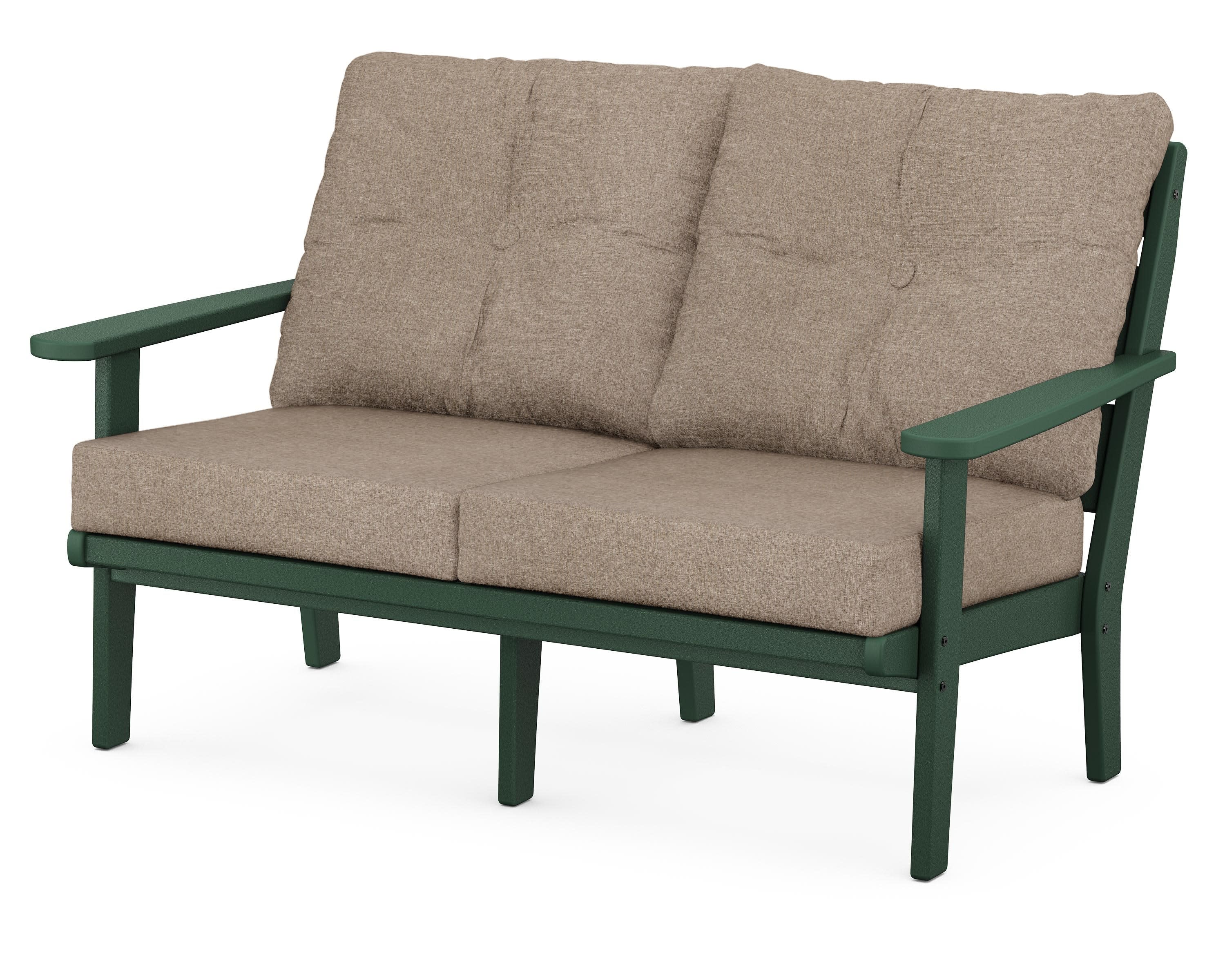 Lakeside Deep Seating Loveseat in Green / Spiced Burlap
