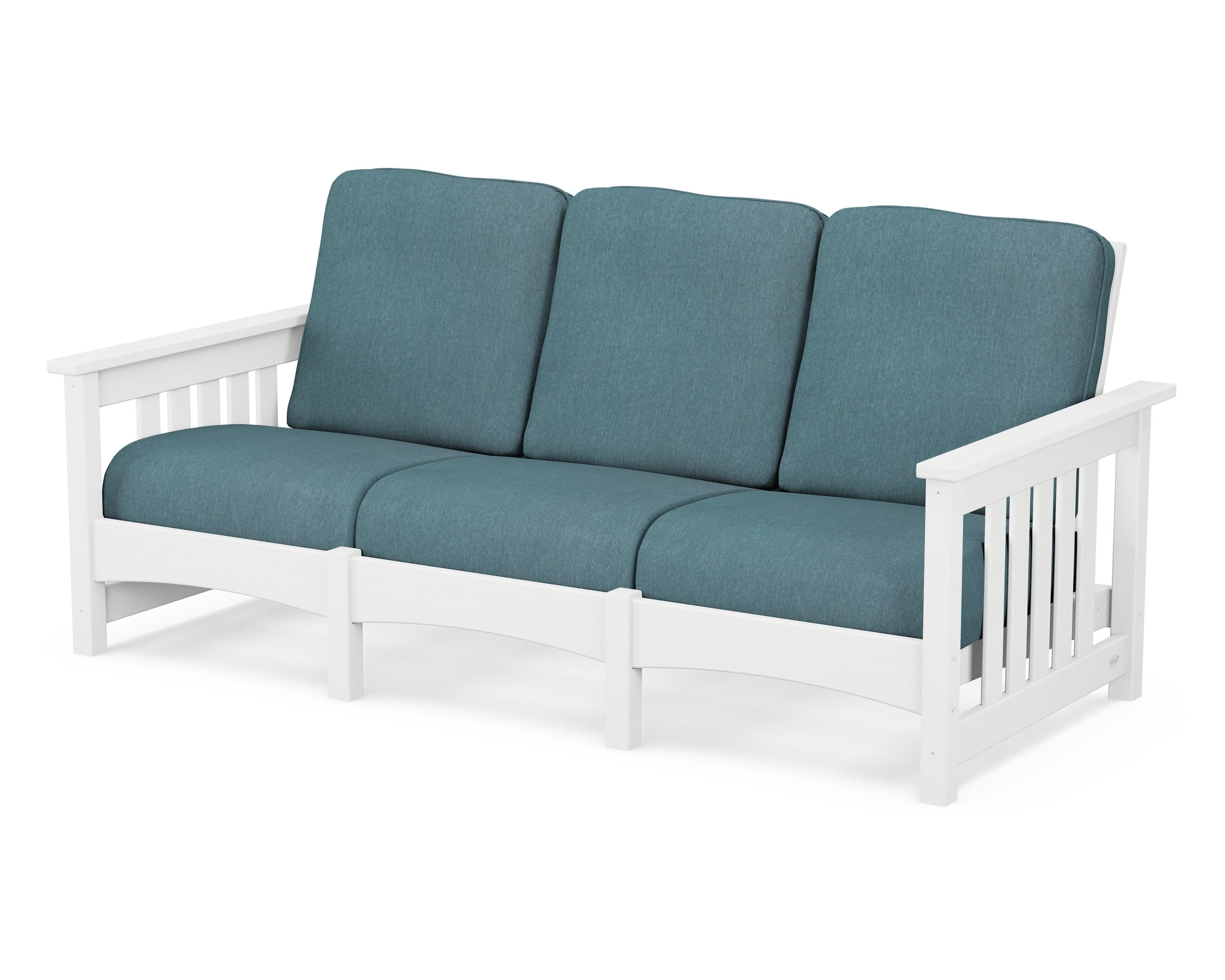 Club Mission Sofa in White / Ocean Teal