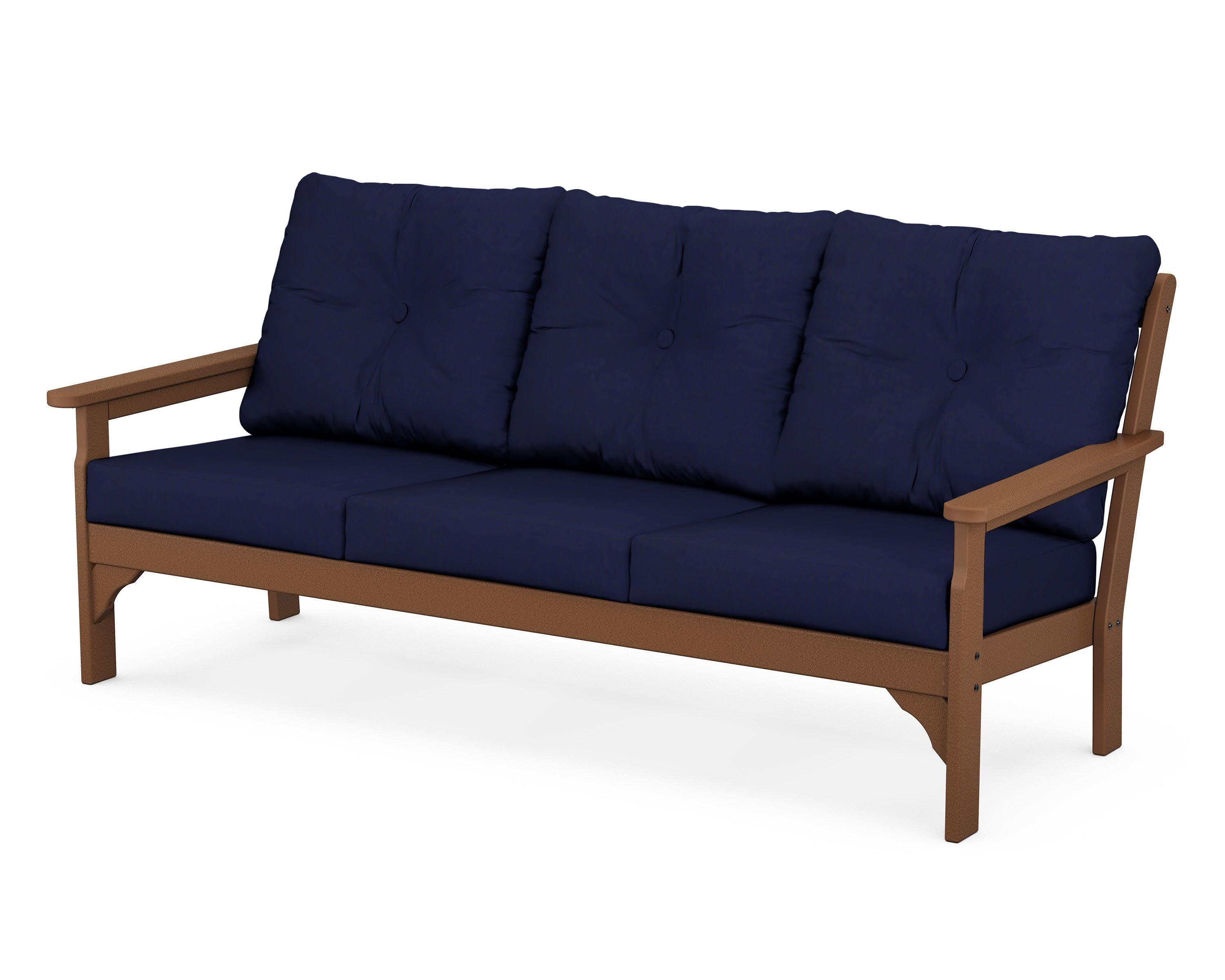 Vineyard Deep Seating Sofa in Teak / Navy