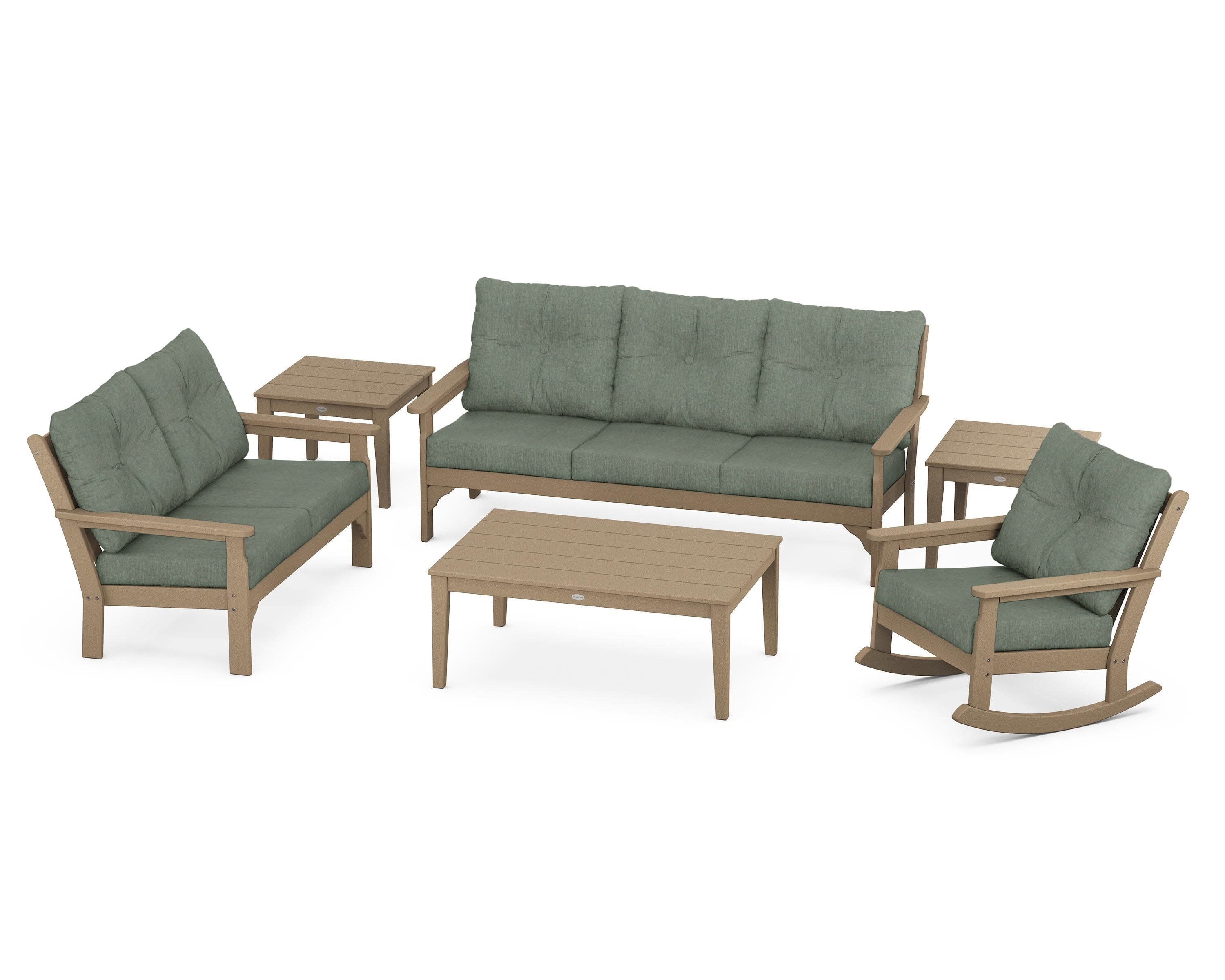 Vineyard 6-Piece Deep Seating Set in Vintage Sahara / Cast Sage