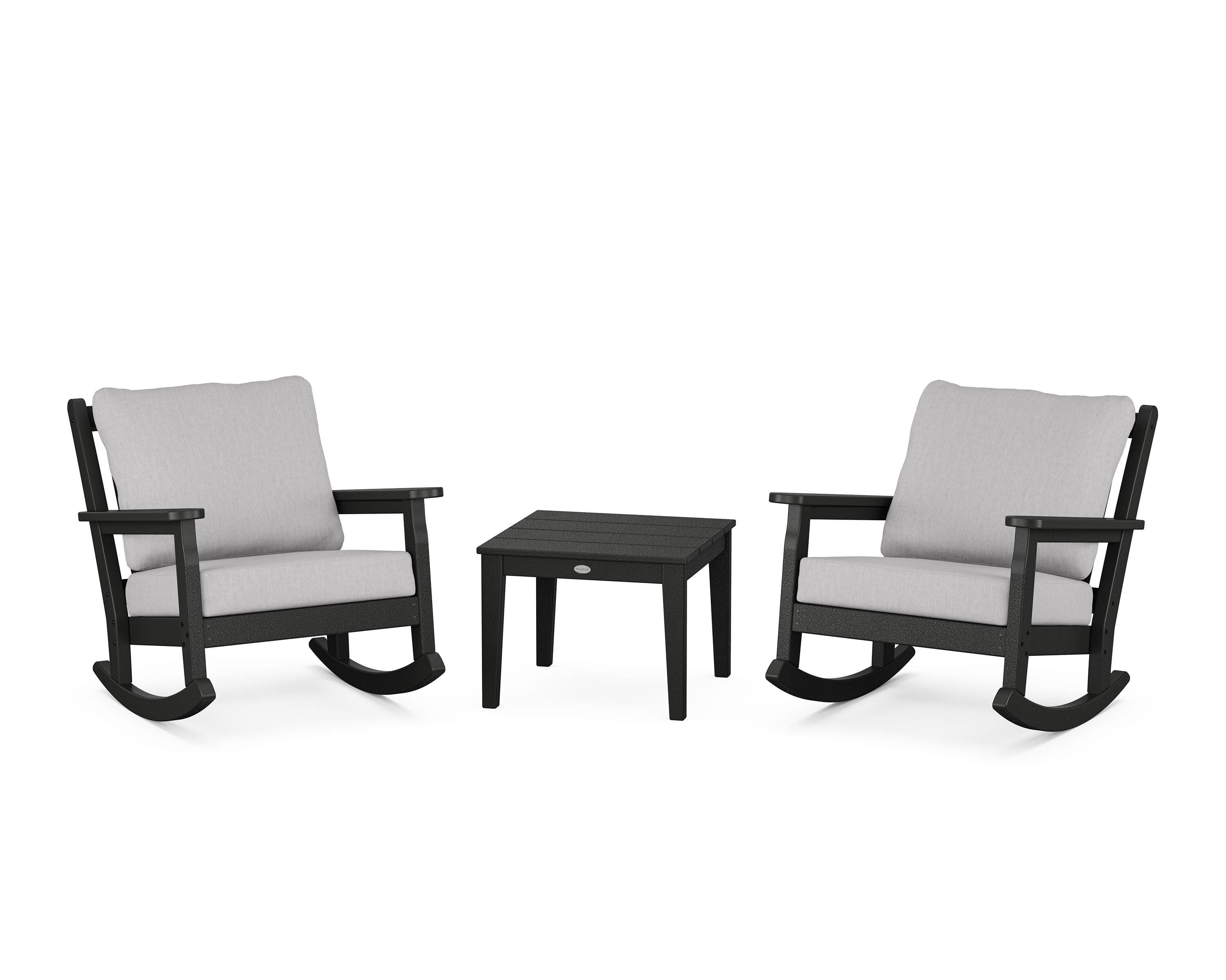 Chippendale 3-Piece Deep Seating Rocker Set in Black / Granite