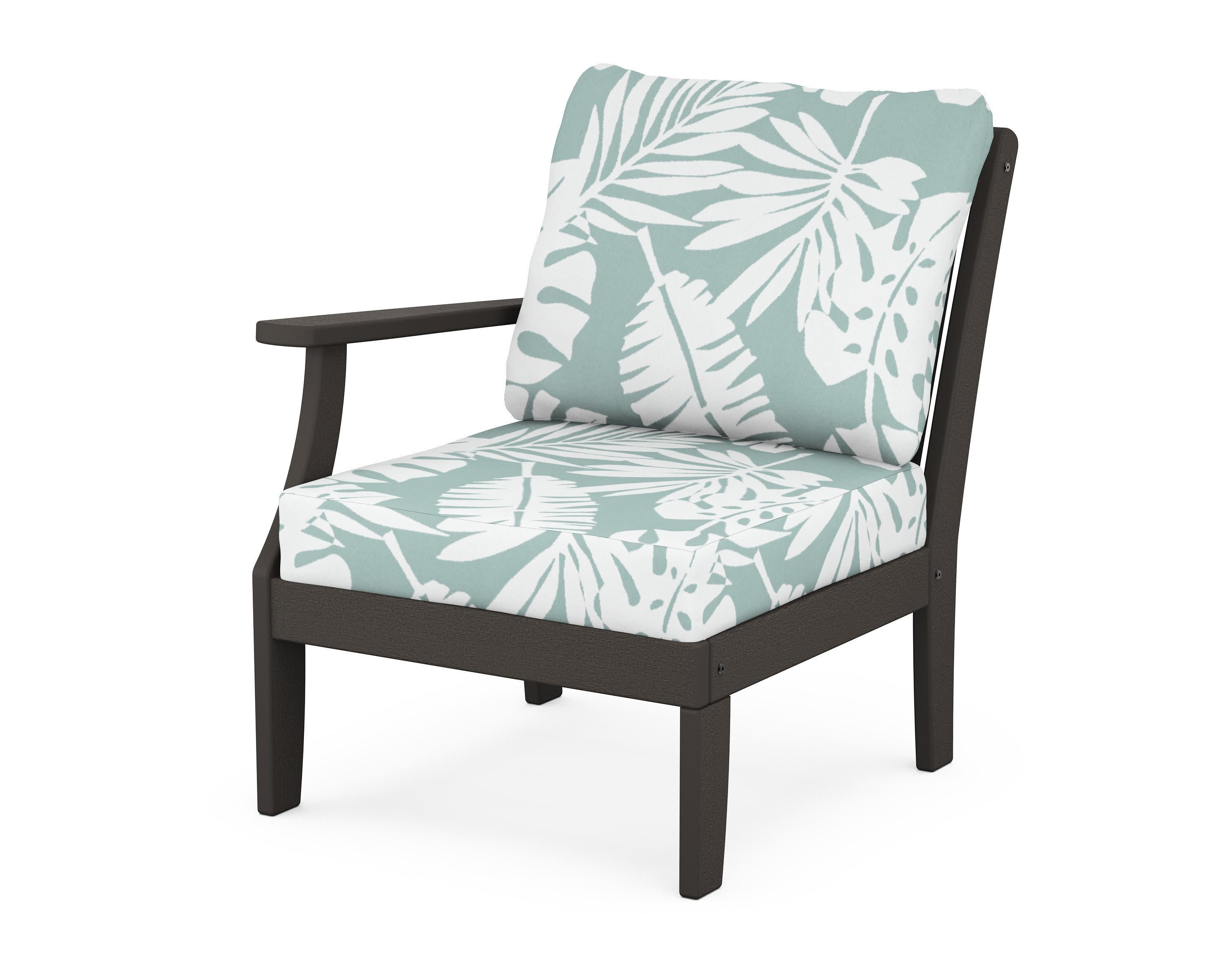Braxton Modular Left Arm Chair in Vintage Coffee / Leaf Glacier Spa