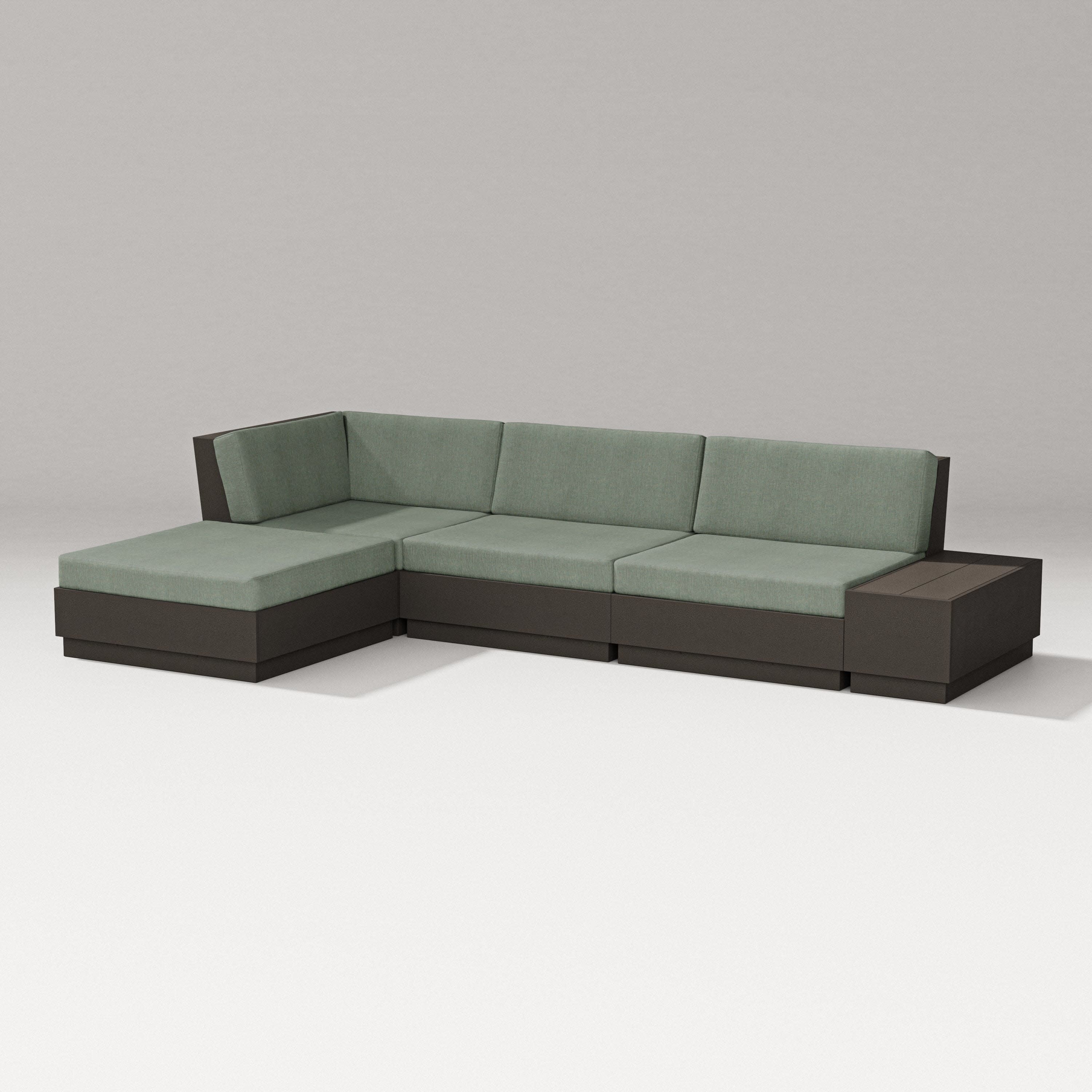 Elevate Chaise Sectional in Vintage Coffee / Cast Sage