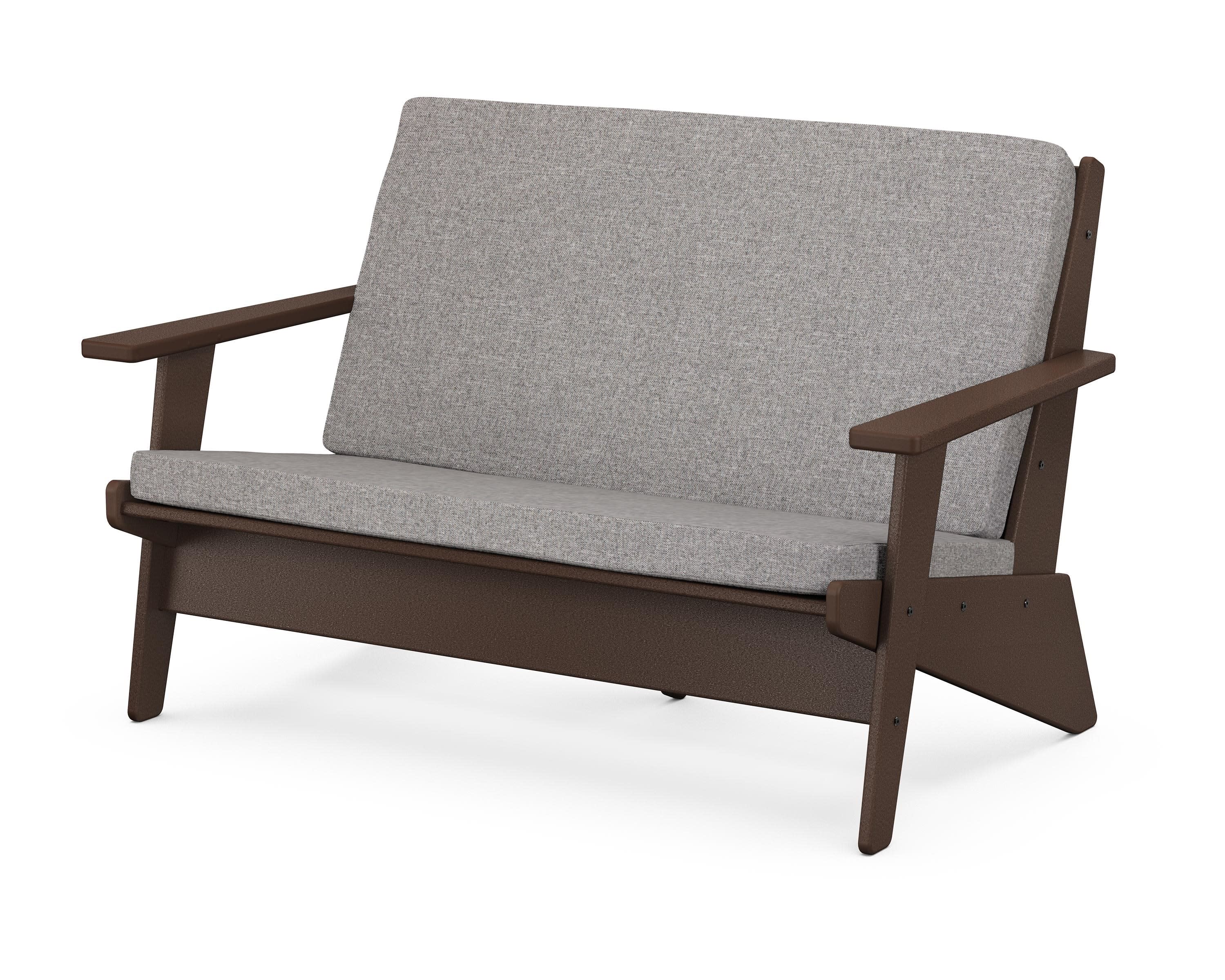 Riviera Modern Lounge Loveseat in Mahogany / Grey Mist