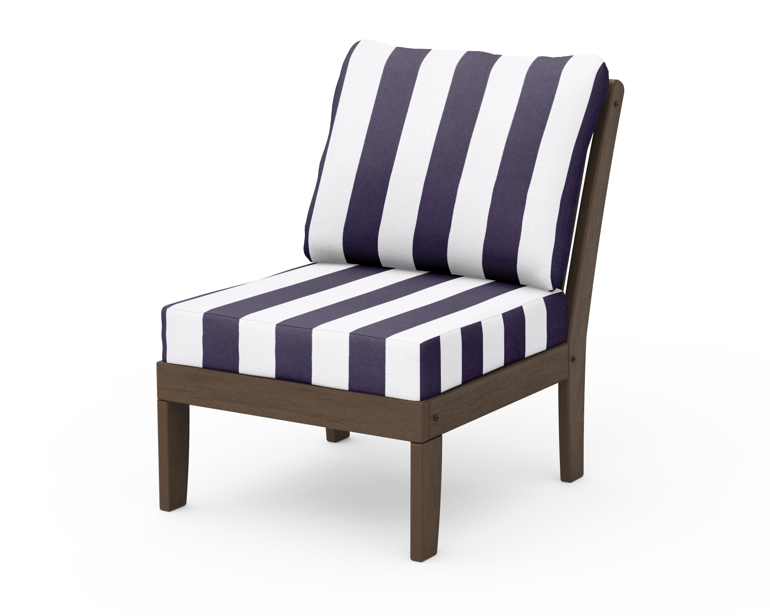 Braxton Modular Armless Chair in Kona / Cabana Stripe Navy