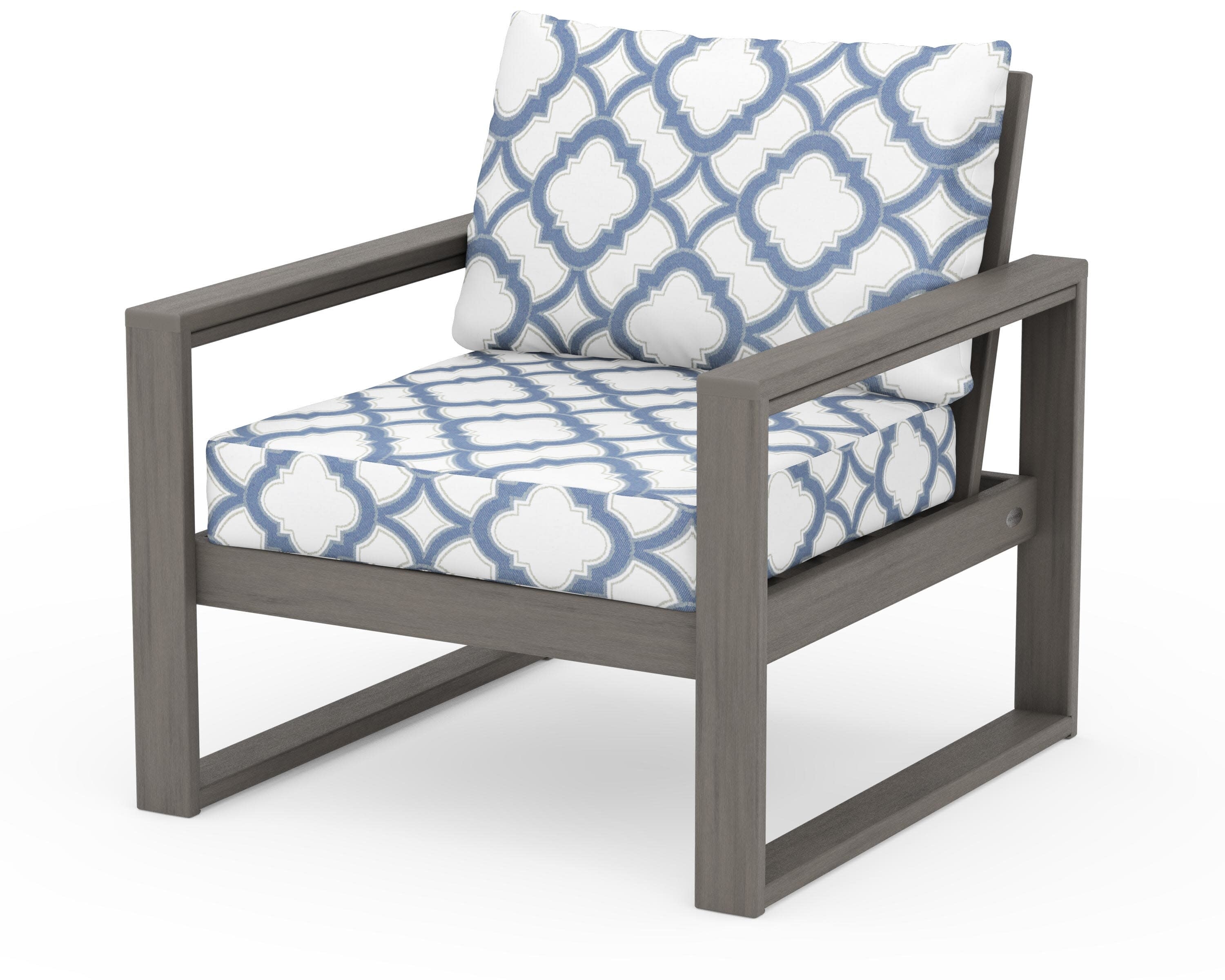 EDGE Club Chair in Driftwood / Trellis Sky Blue