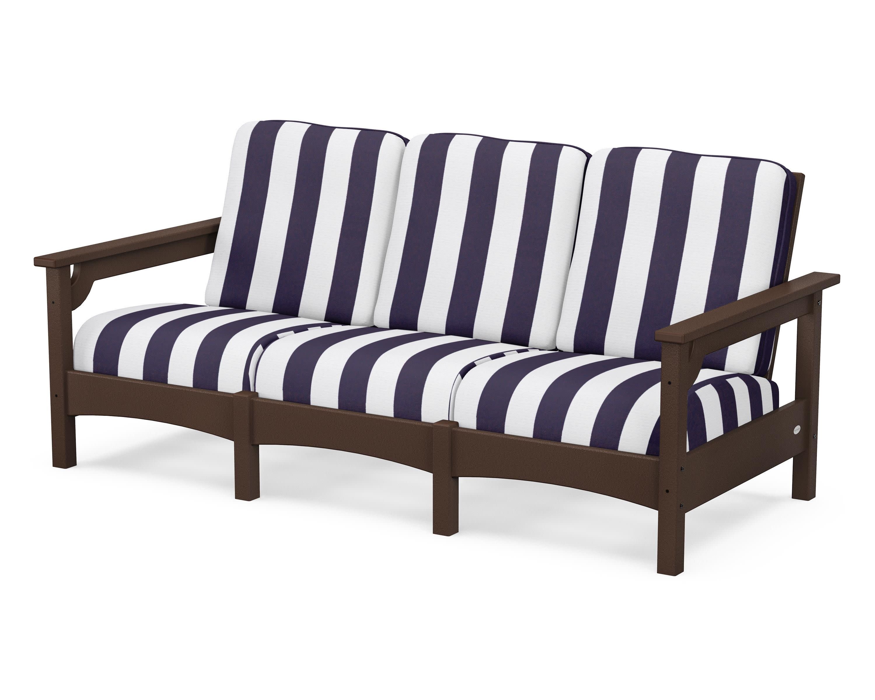 Club Sofa in Mahogany / Cabana Stripe Navy