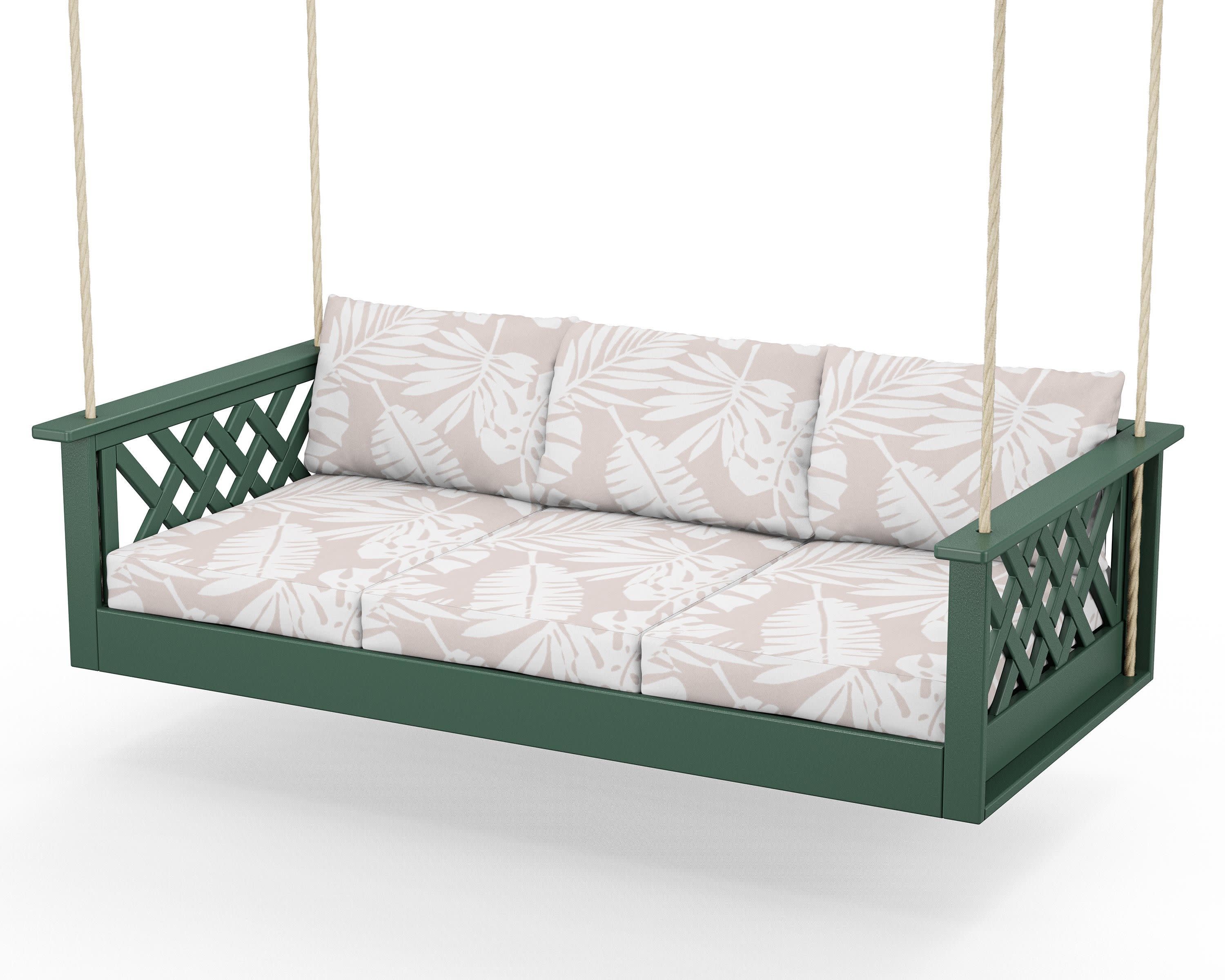 Wovendale Daybed Swing in Green / Leaf Dune Burlap