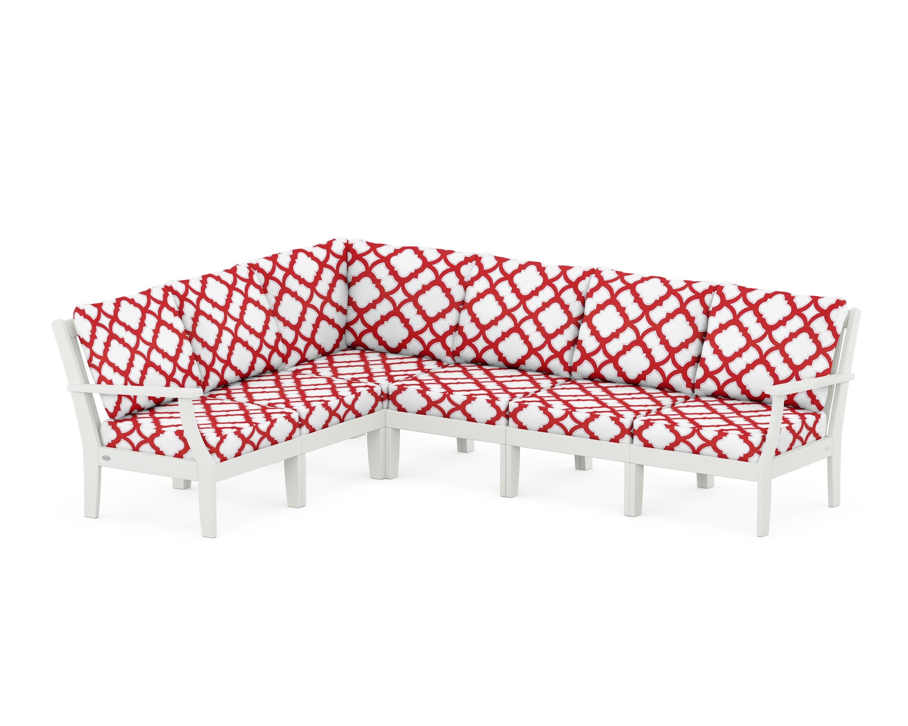 Braxton Modular 6-Piece Deep Seating Set in Vintage White / Trellis Crimson