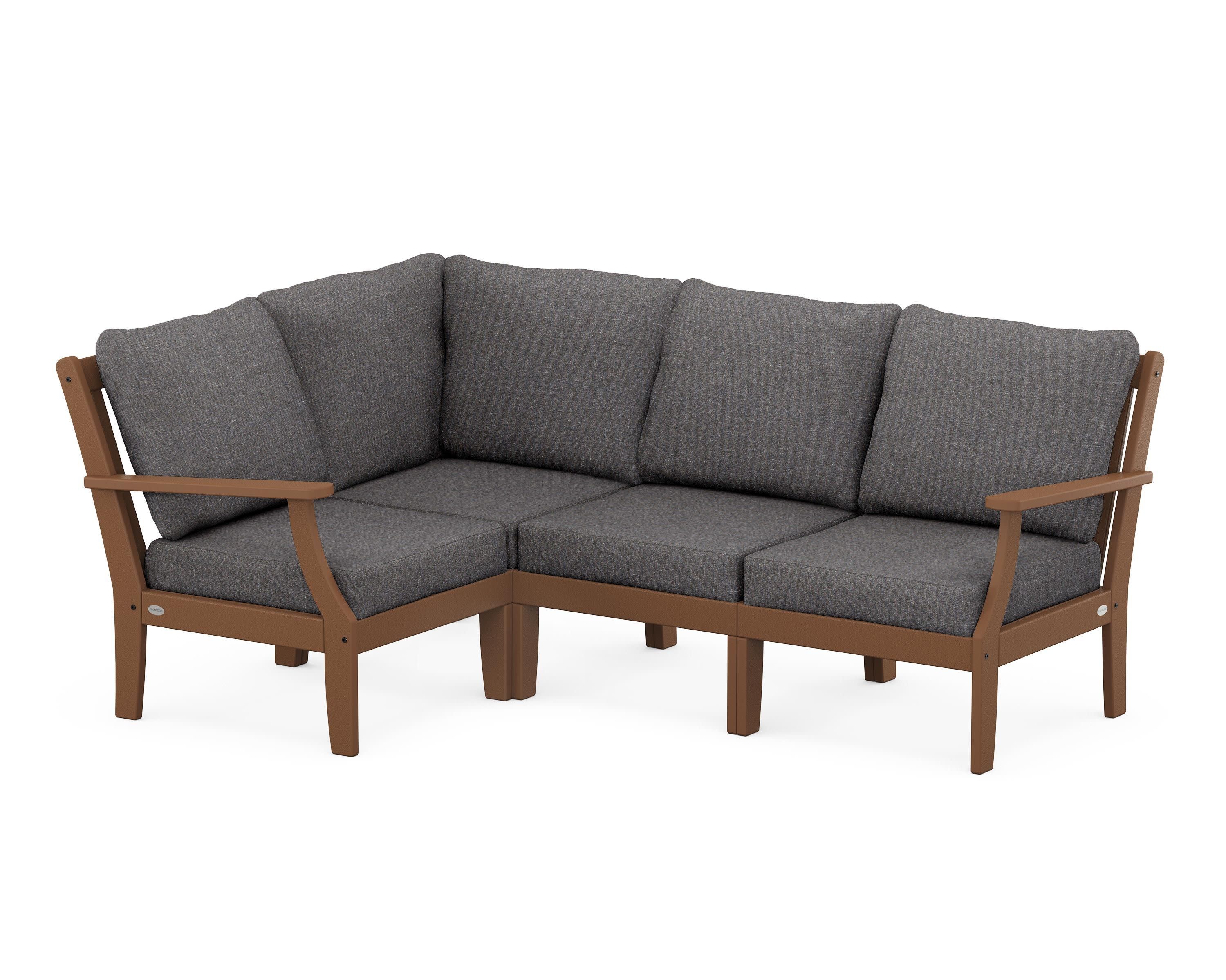 Braxton Modular 4-Piece Deep Seating Set in Teak / Ash Charcoal