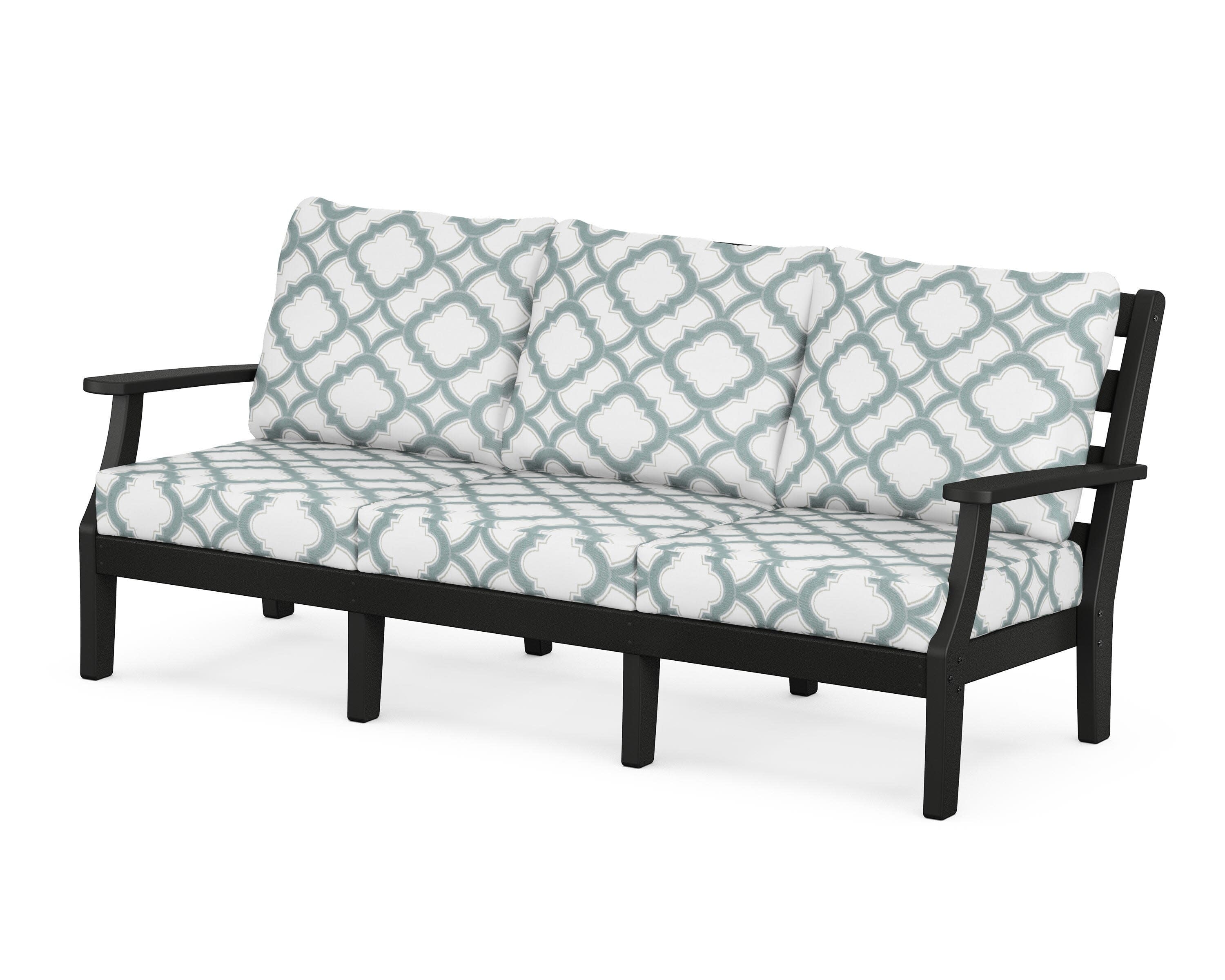Chesapeake Deep Seating Sofa in Black / Trellis Glacier Spa