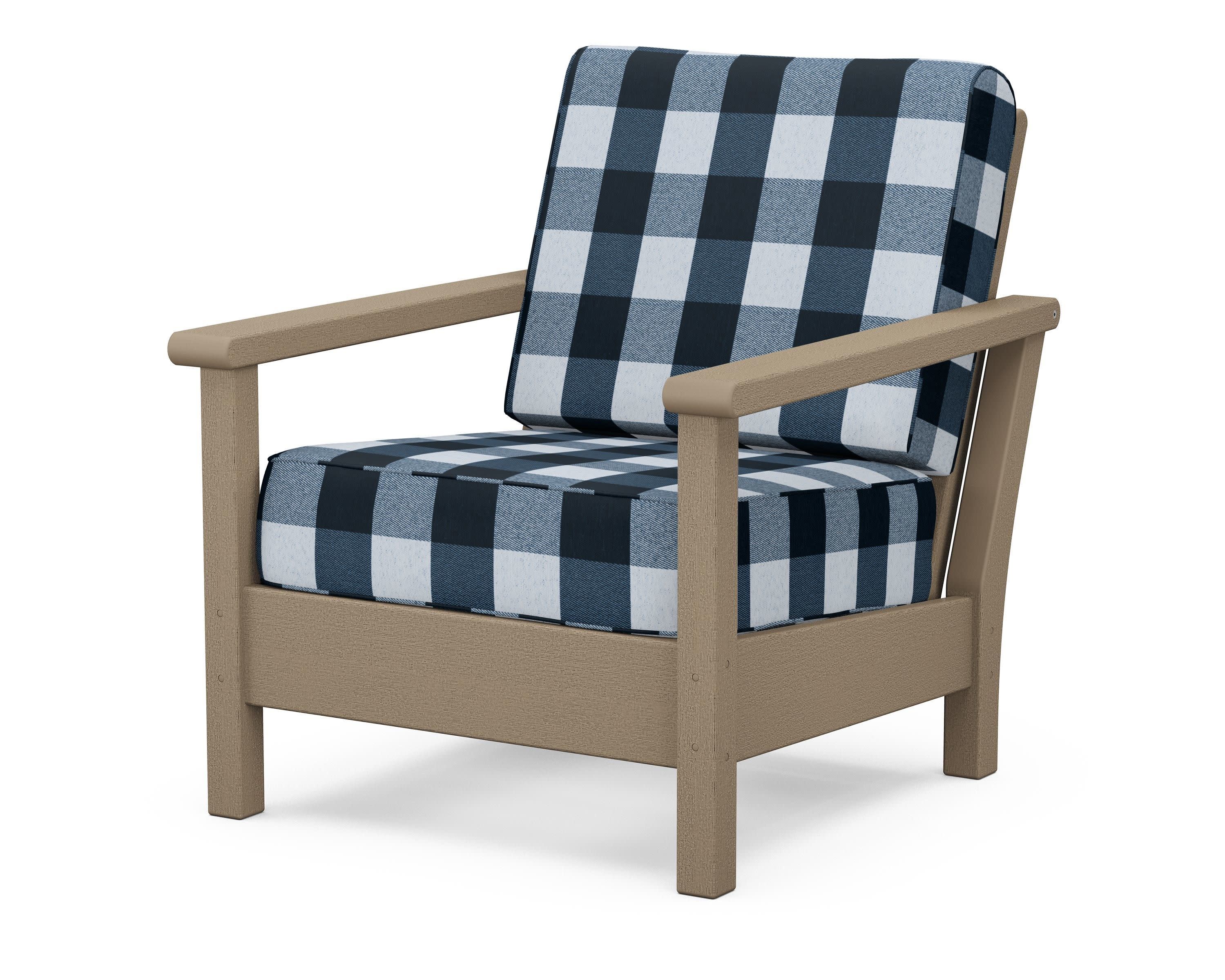 Harbour Deep Seating Chair in Vintage Sahara / Buffalo Plaid Marine Indigo