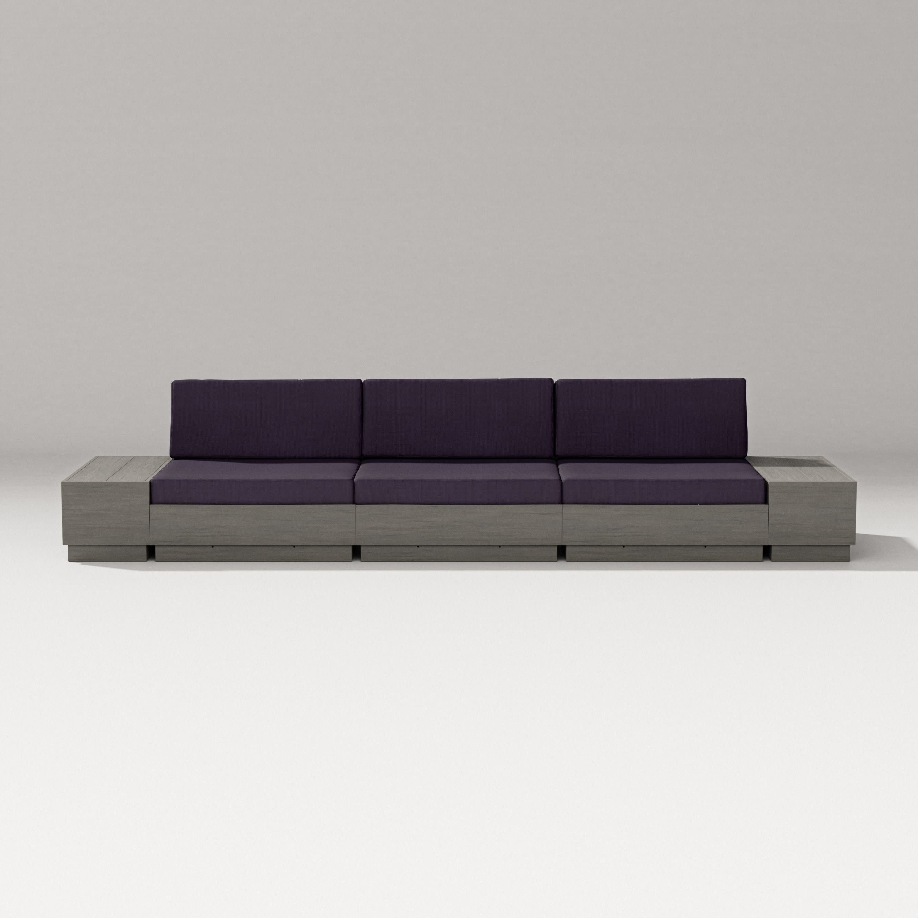 Elevate Straight Sectional in Driftwood / Navy Linen