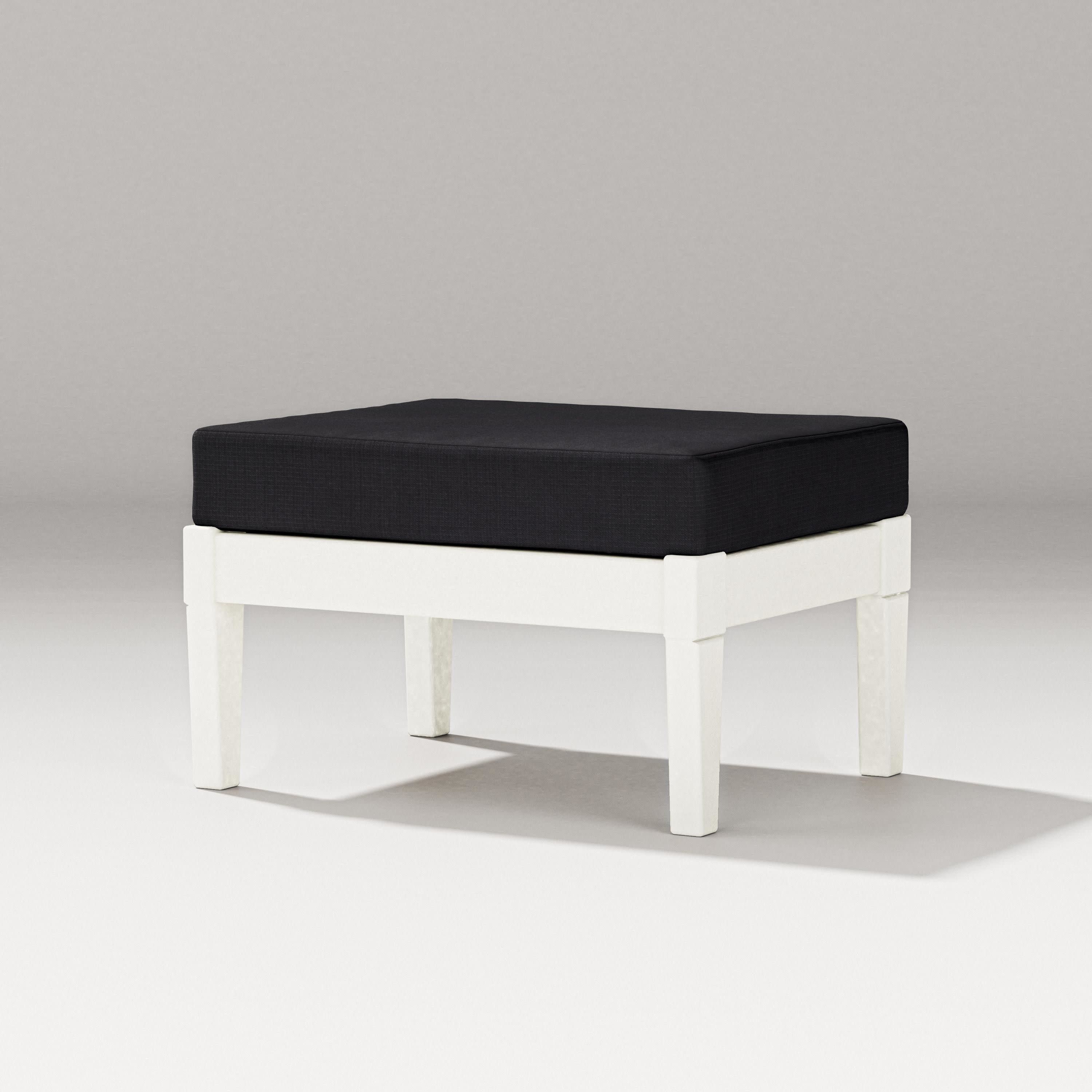 Estate Lounge Ottoman in Vintage White / Midnight Linen