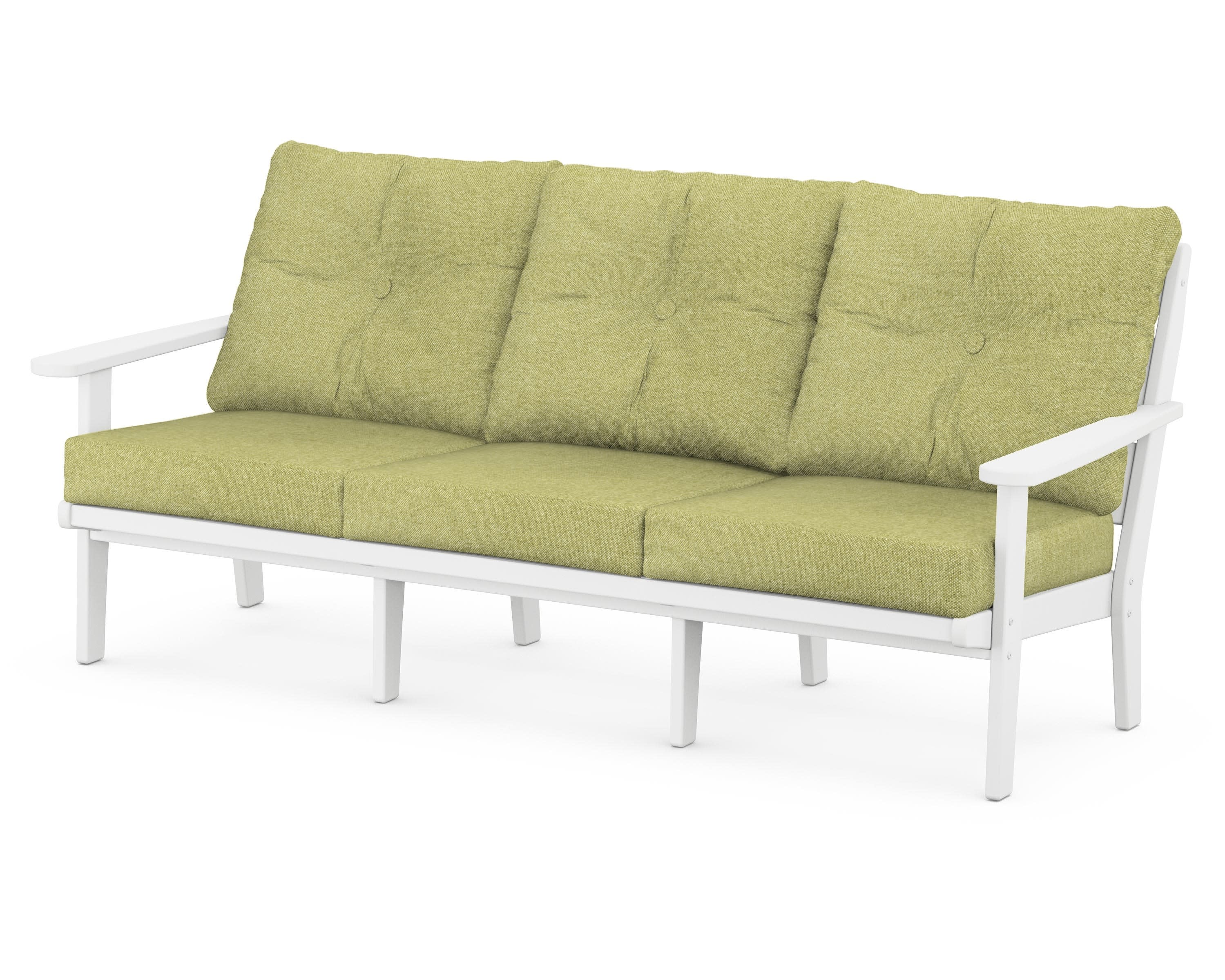 Lakeside Deep Seating Sofa in White / Chartreuse Boucle