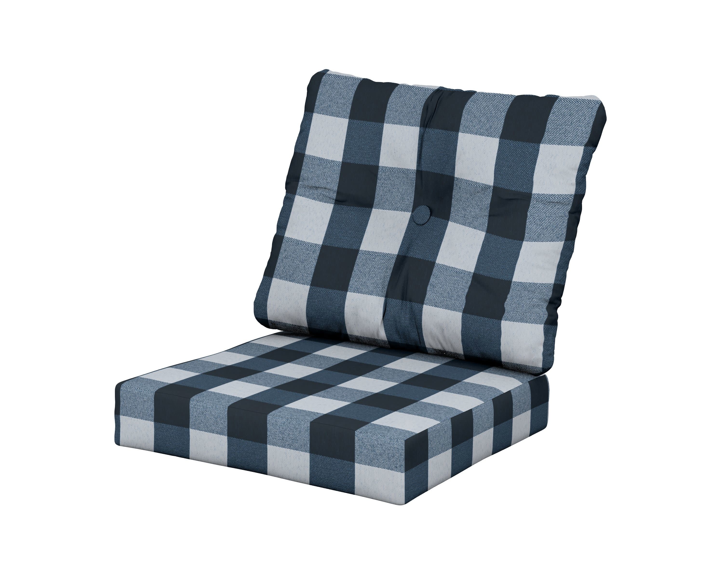 Vineyard Seat/Back Cushion in Buffalo Plaid Marine Indigo