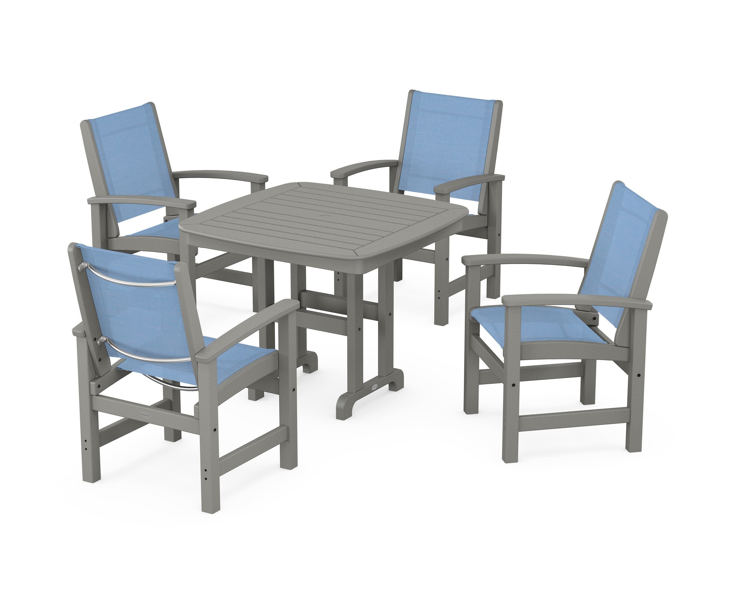 Coastal 5-Piece Dining Set in Slate Grey / Poolside Sling