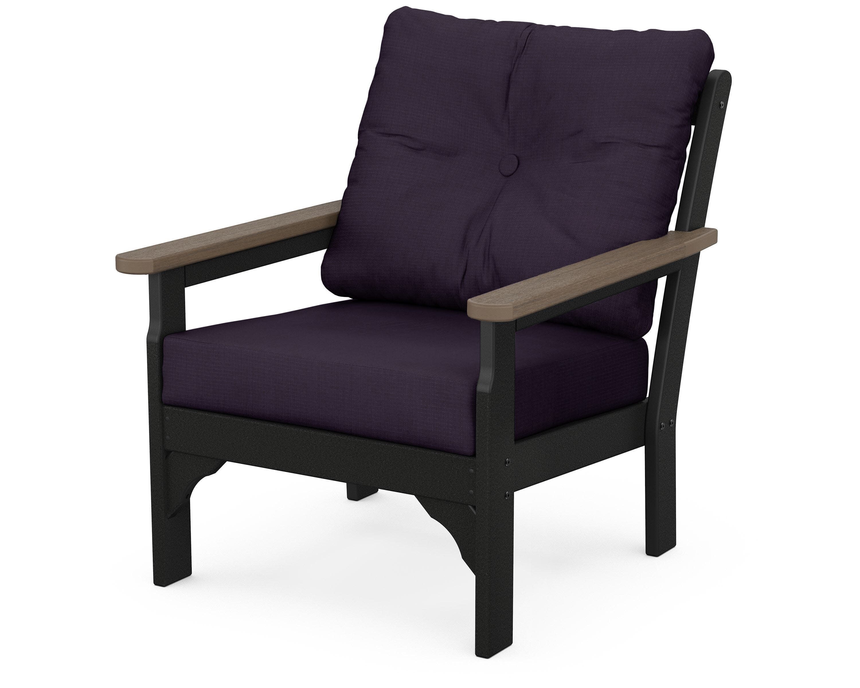 Vineyard Deep Seating Chair in Black / Kona / Navy Linen