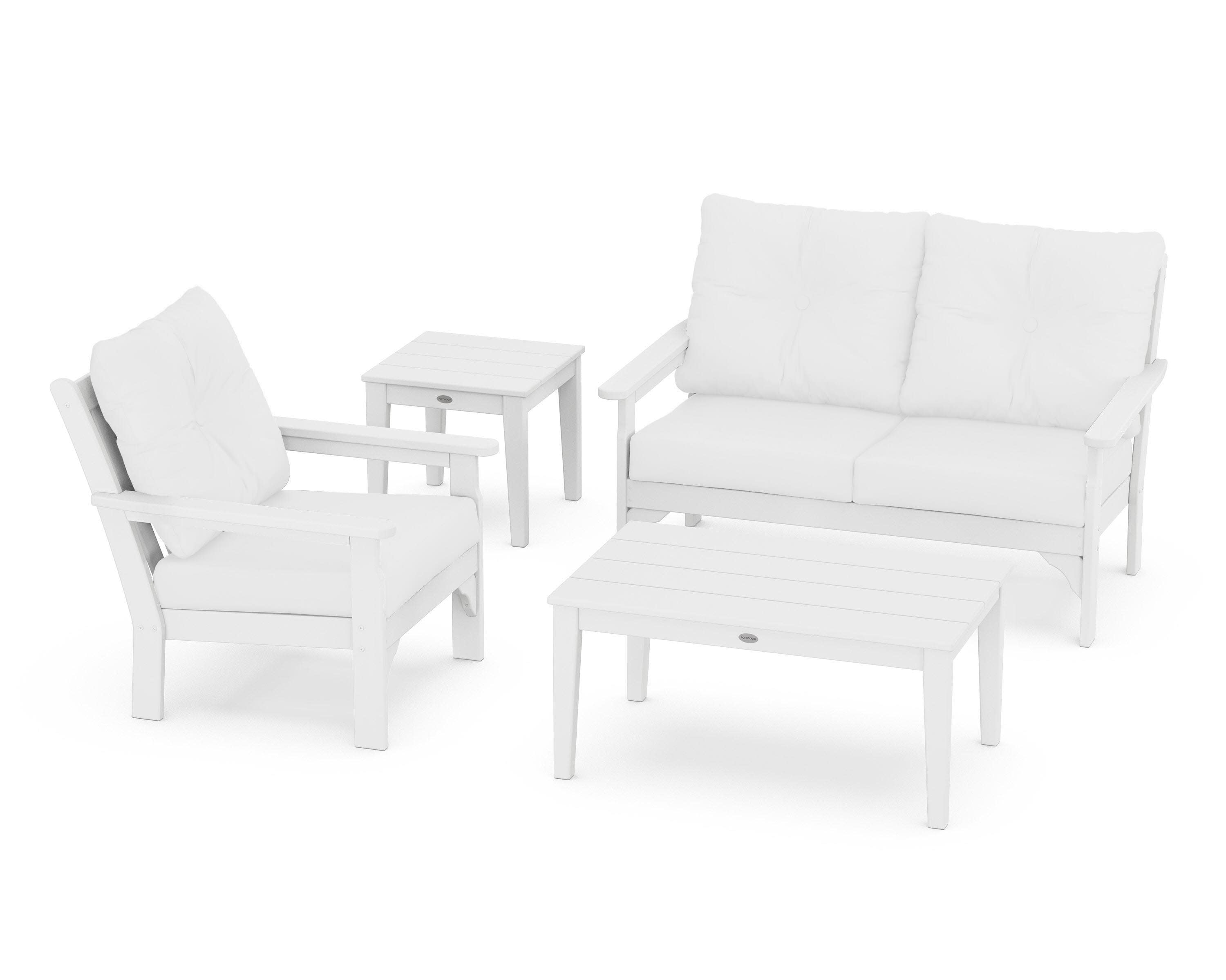 Vineyard 4-Piece Deep Seating Set in White / Natural