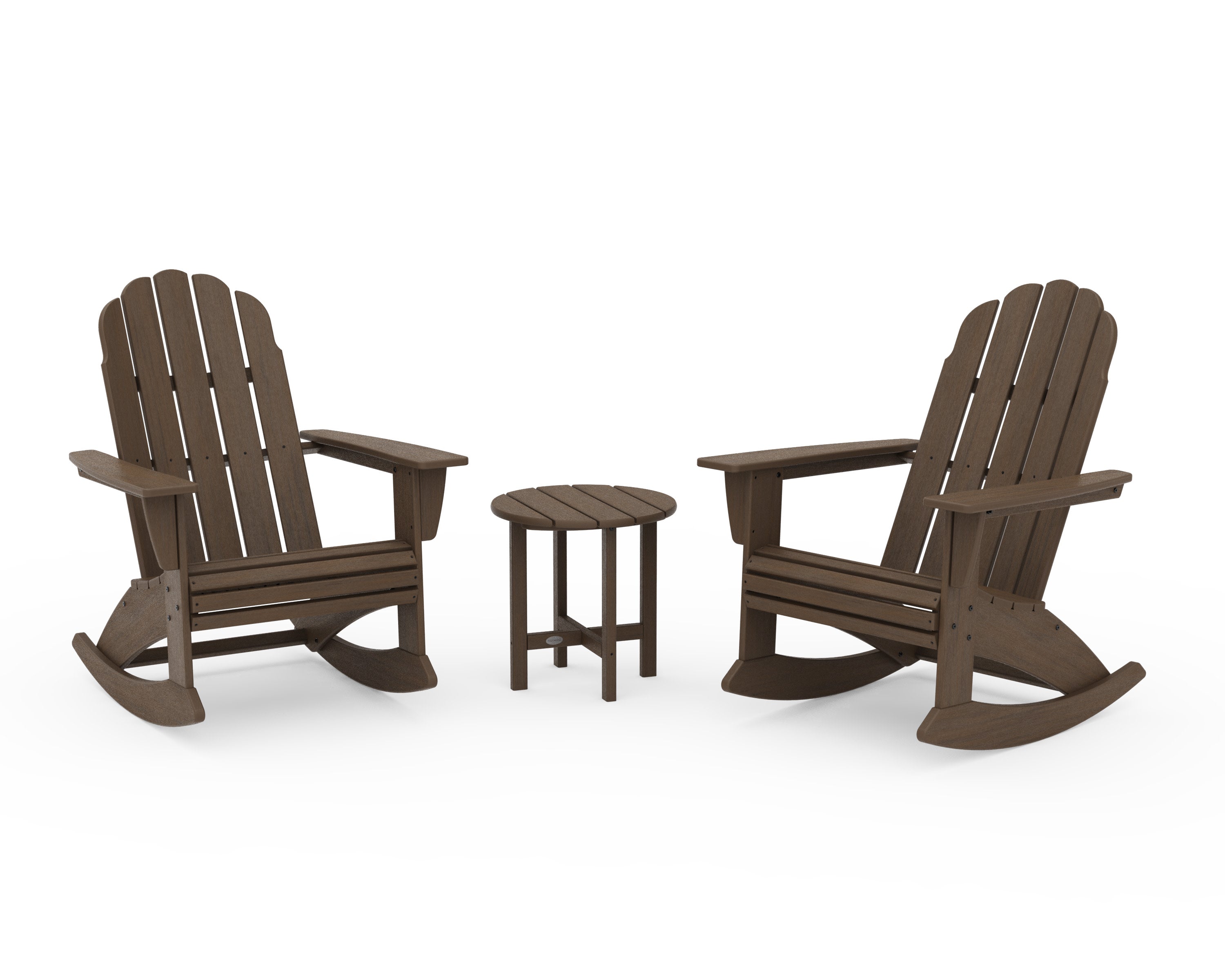Vineyard Curveback 3-Piece Adirondack Rocking Chair Set in Kona