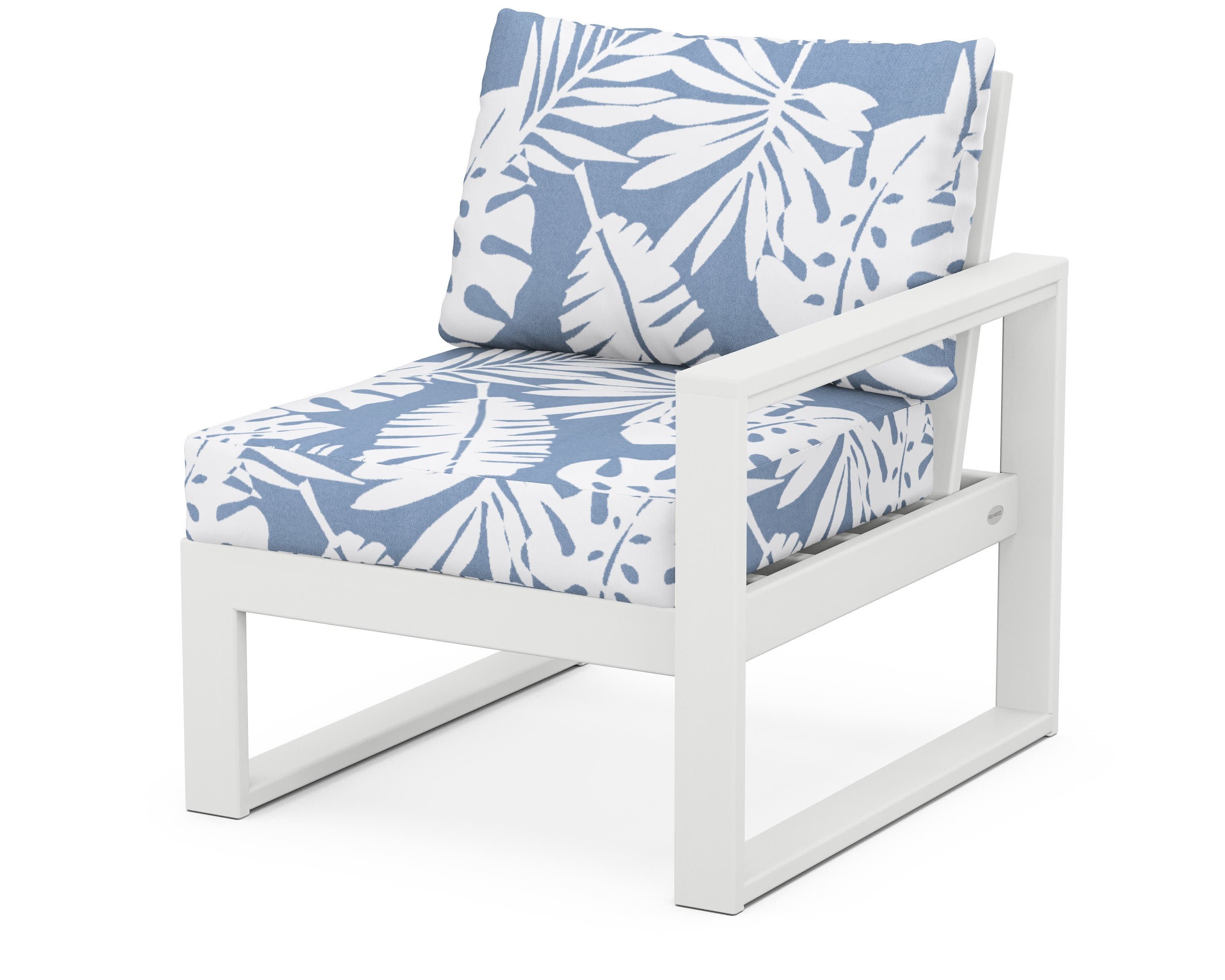 EDGE Modular Right Arm Chair in White / Leaf Sky Blue