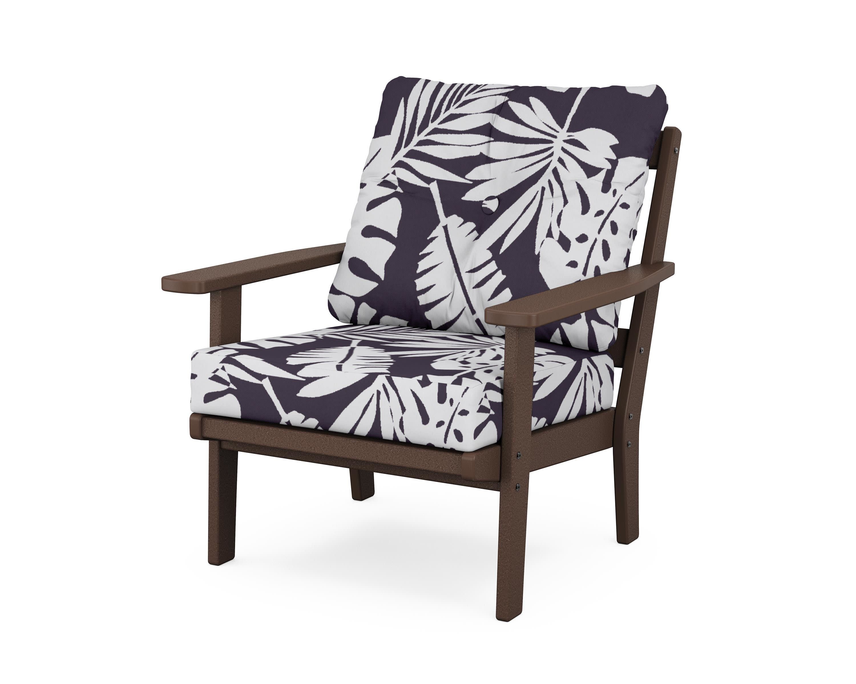 Oxford Deep Seating Chair in Mahogany / Leaf Navy