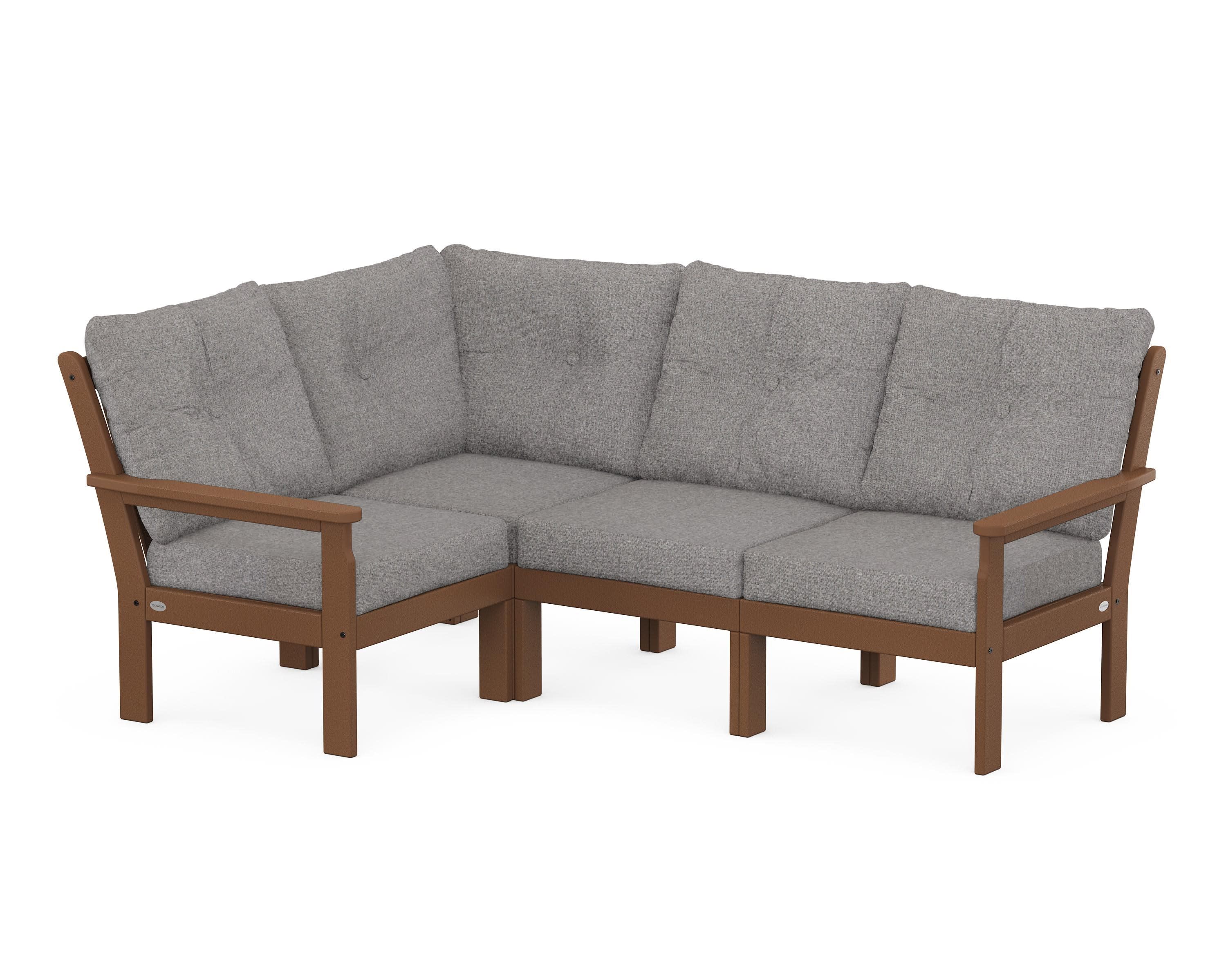 Vineyard 4-Piece Sectional in Teak / Grey Mist