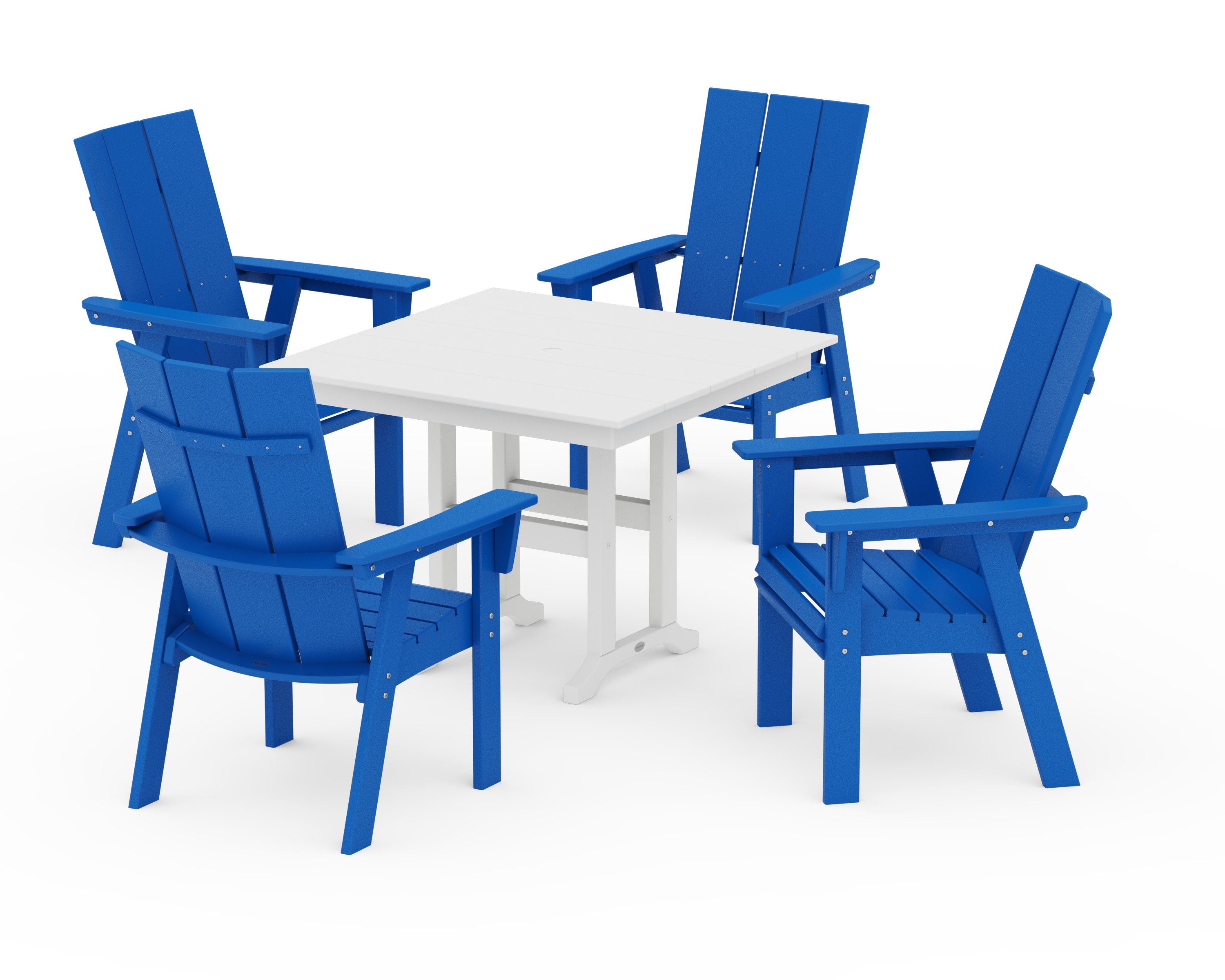 Modern Adirondack 5-Piece Farmhouse Dining Set in Pacific Blue / White