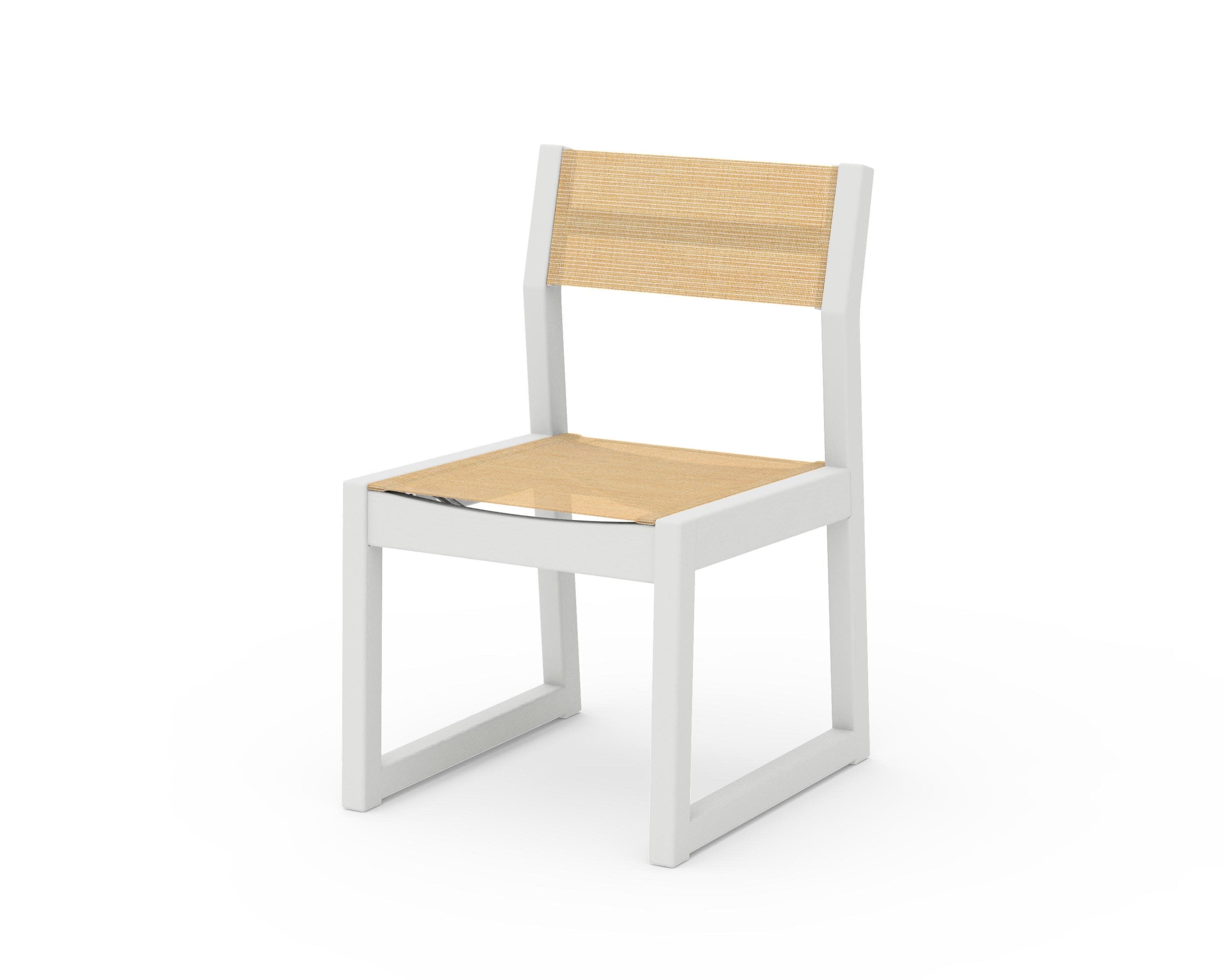 Edge Sling Dining Side Chair - 2 Chairs in Vintage White / Dupioni Apricot Sling