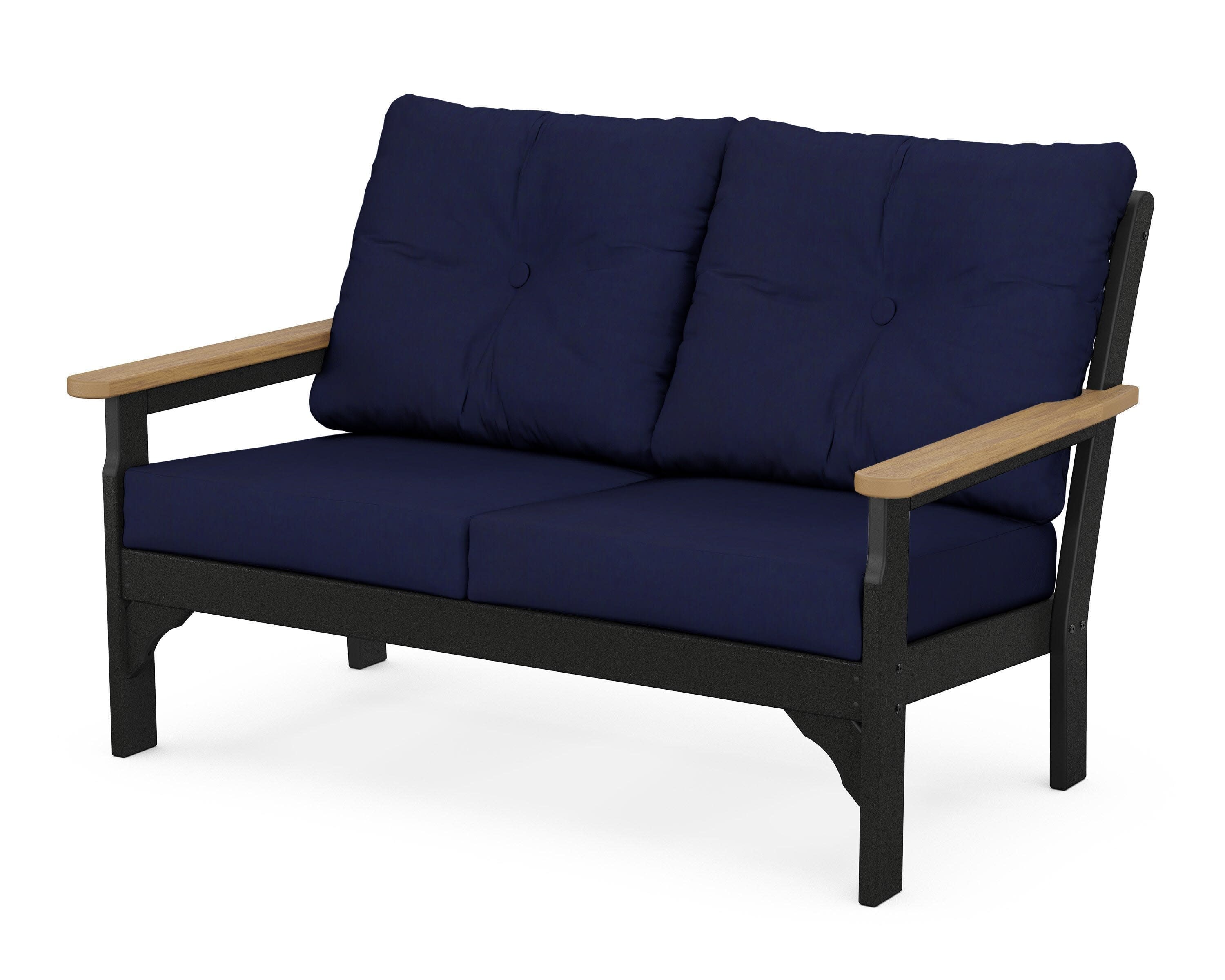 Vineyard Deep Seating Loveseat in Black / Natural / Navy