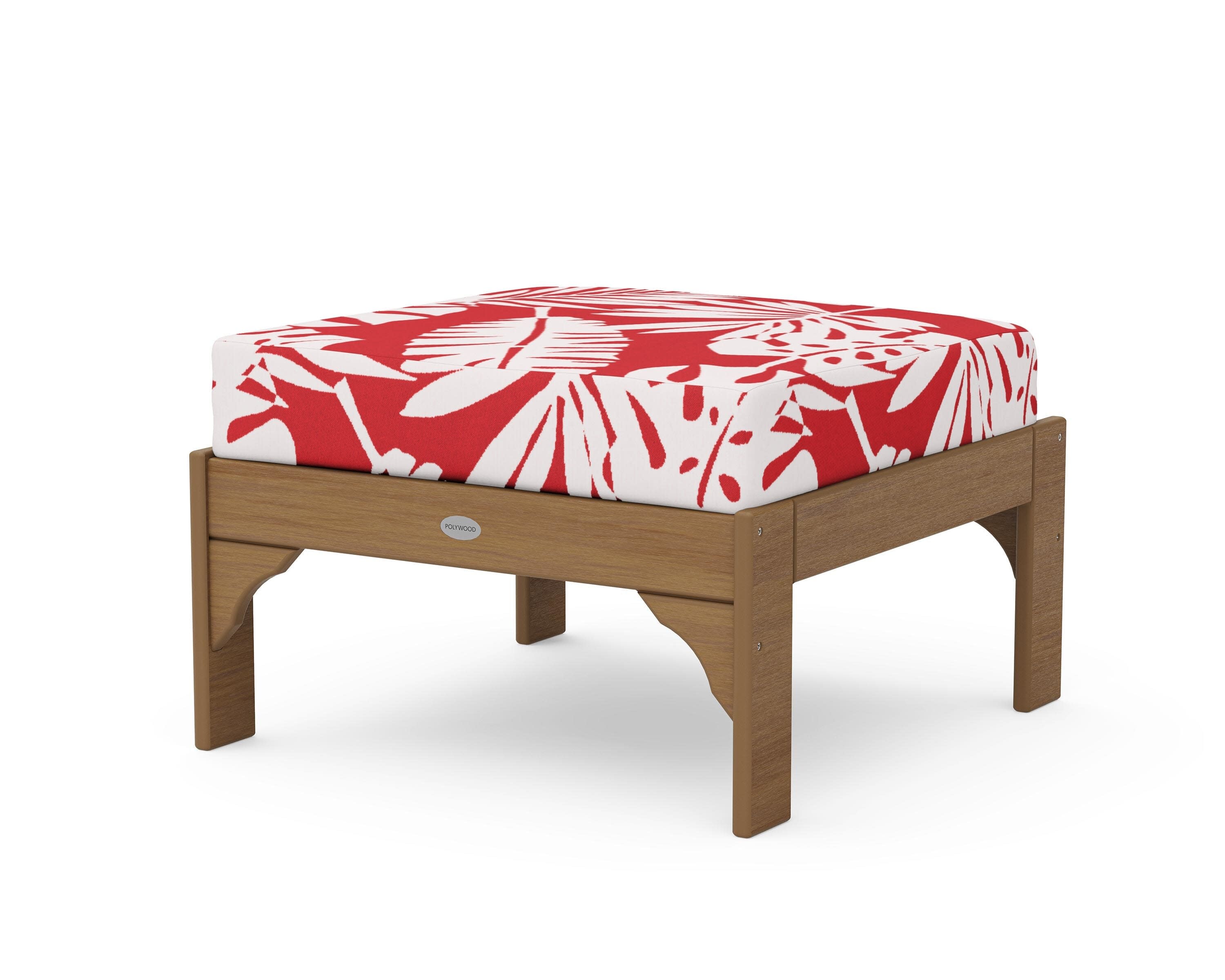 Vineyard Deep Seating Ottoman in Natural / Leaf Crimson