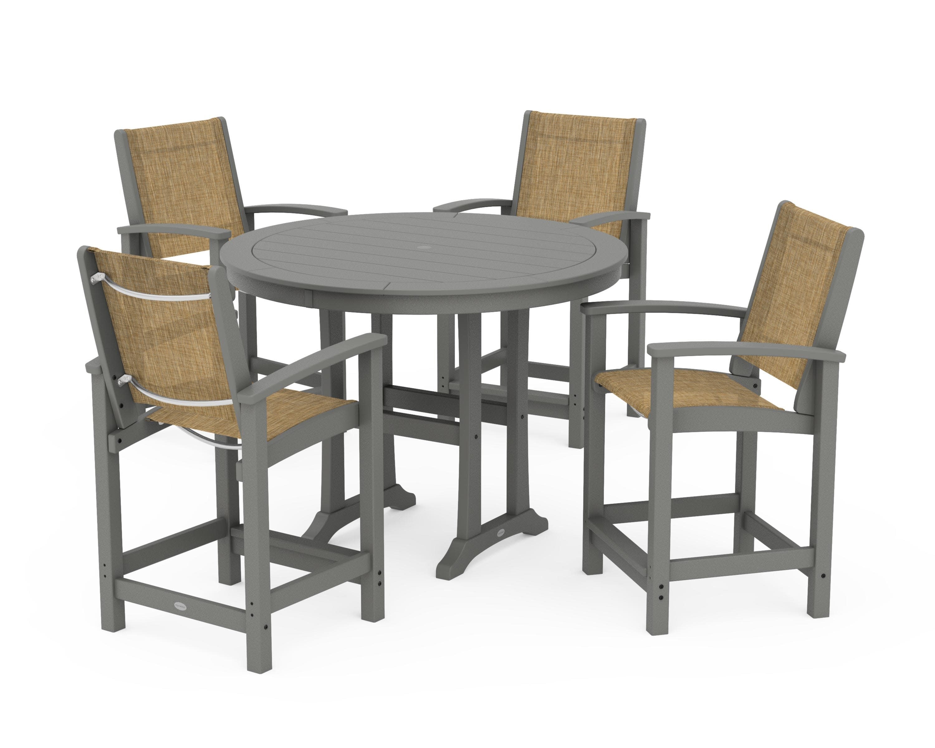 Coastal 5-Piece Counter Set in Slate Grey / Burlap Sling