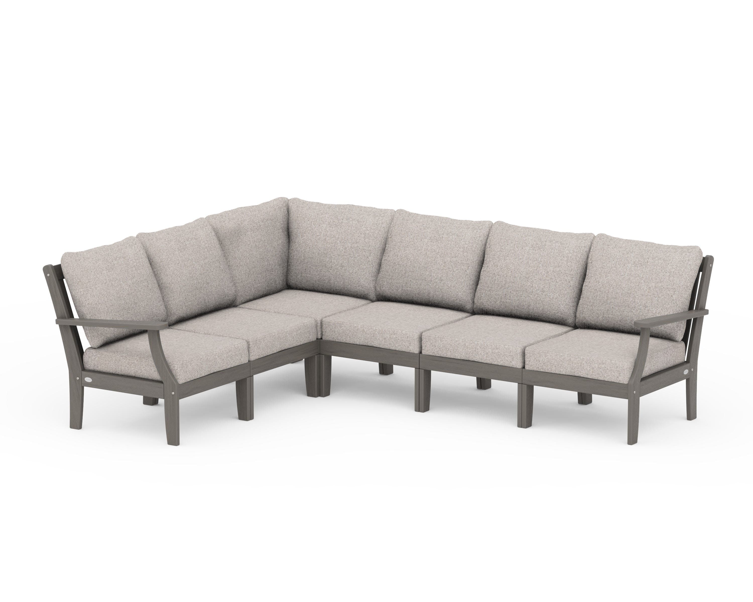 Braxton Modular 6-Piece Deep Seating Set in Driftwood / Weathered Tweed