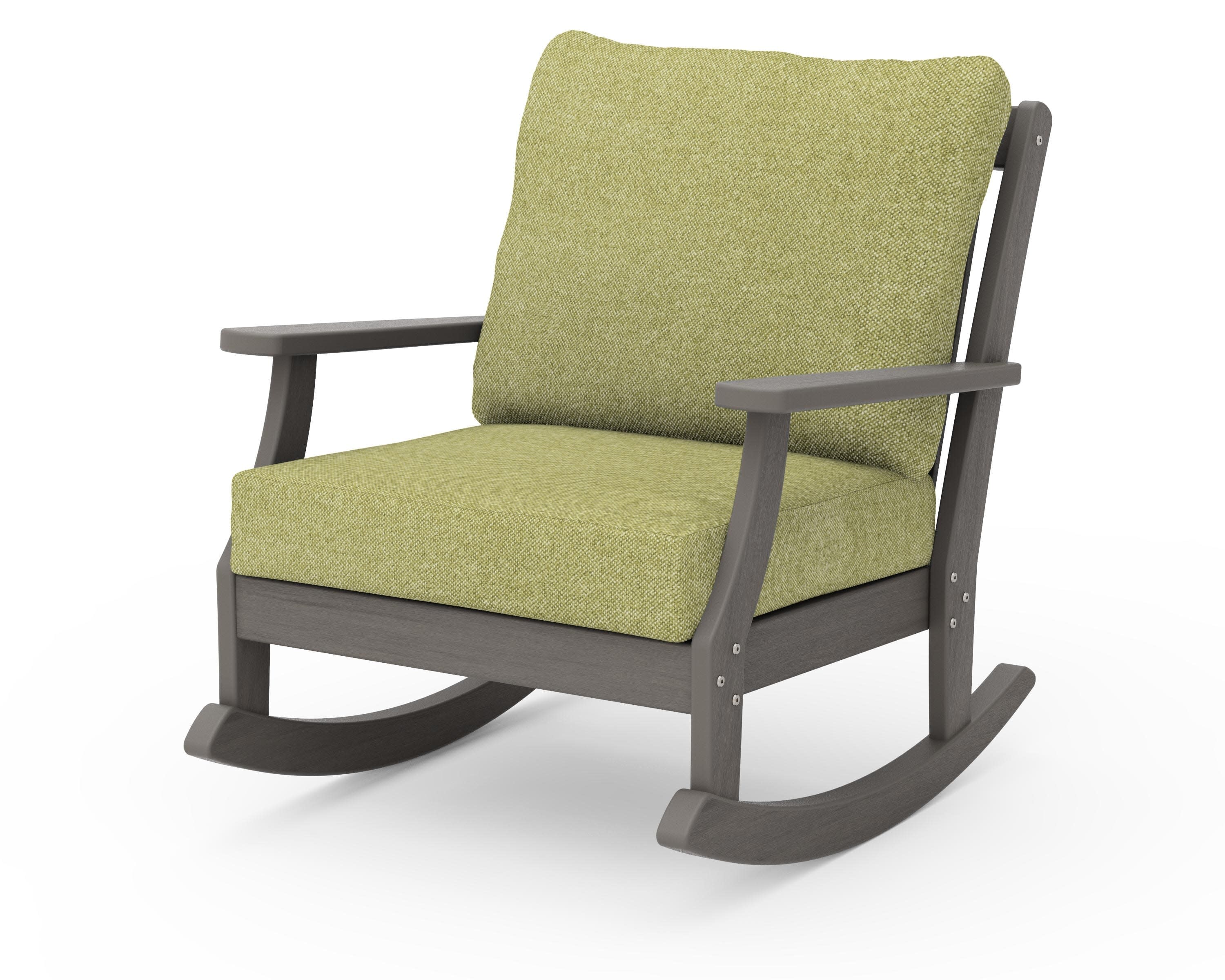 Braxton Deep Seating Rocking Chair in Driftwood / Chartreuse Boucle