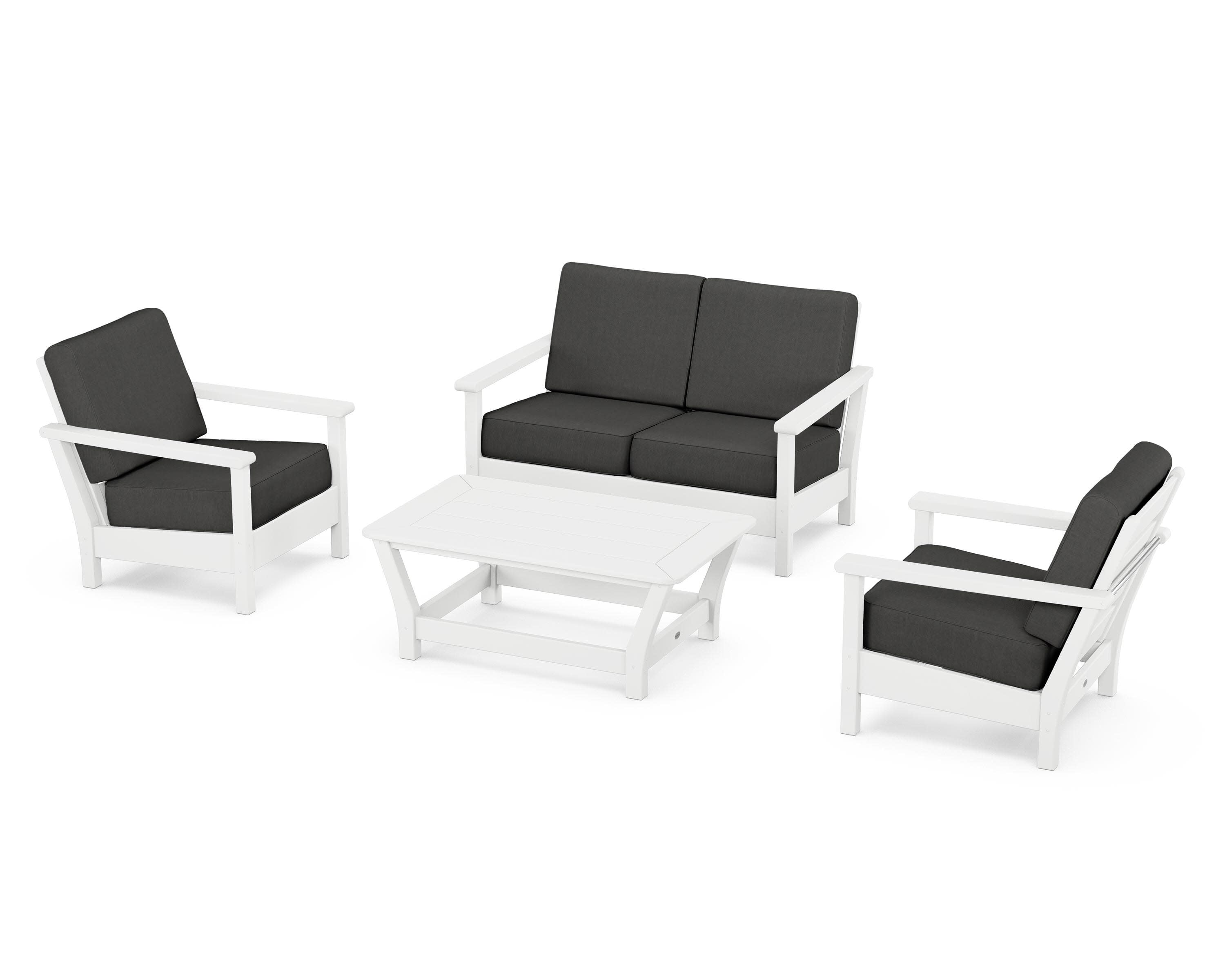 Harbour 4-Piece Deep Seating Set in White / Spectrum Carbon