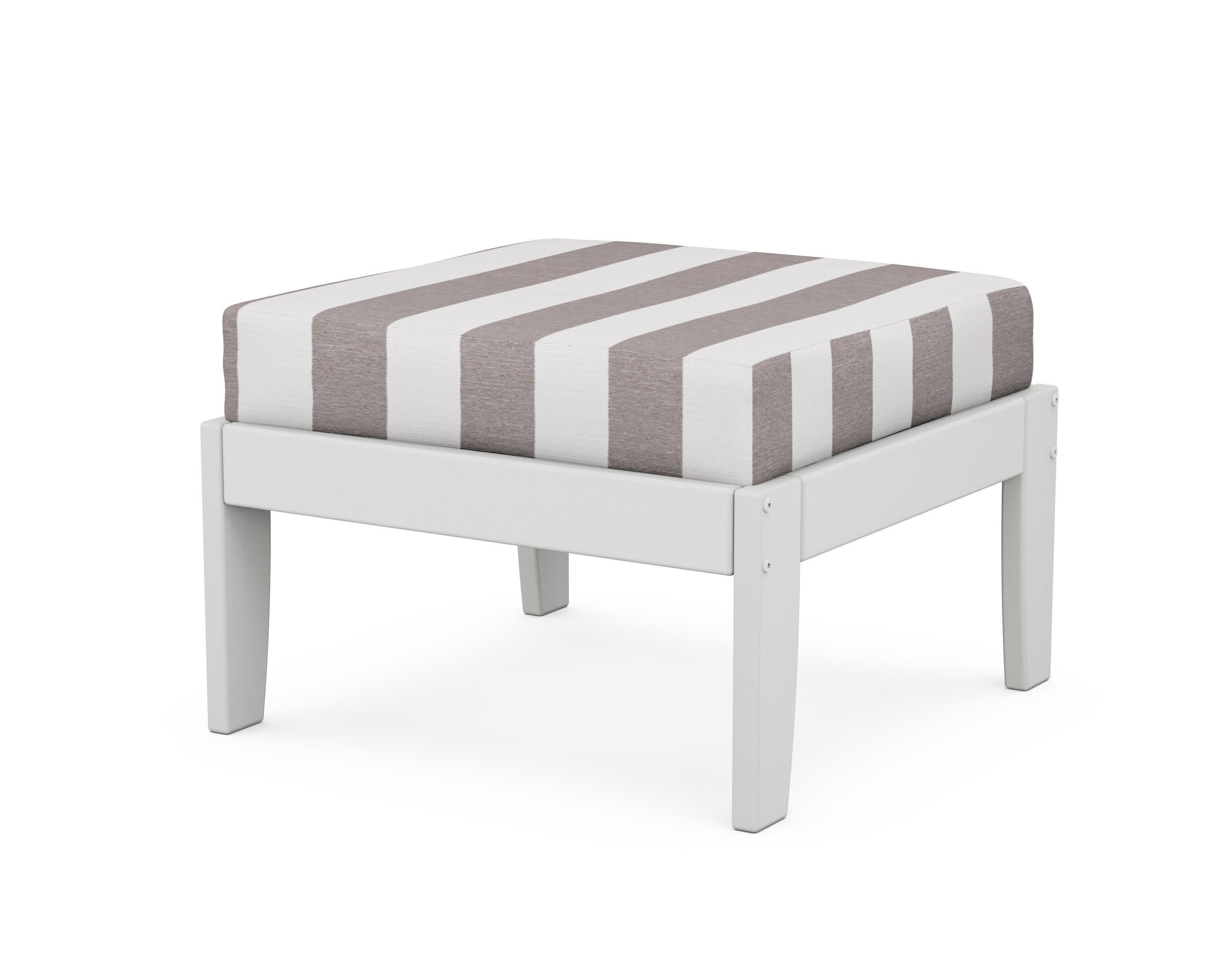 Modular Ottoman - Classic in White / Cabana Stripe Grey Mist