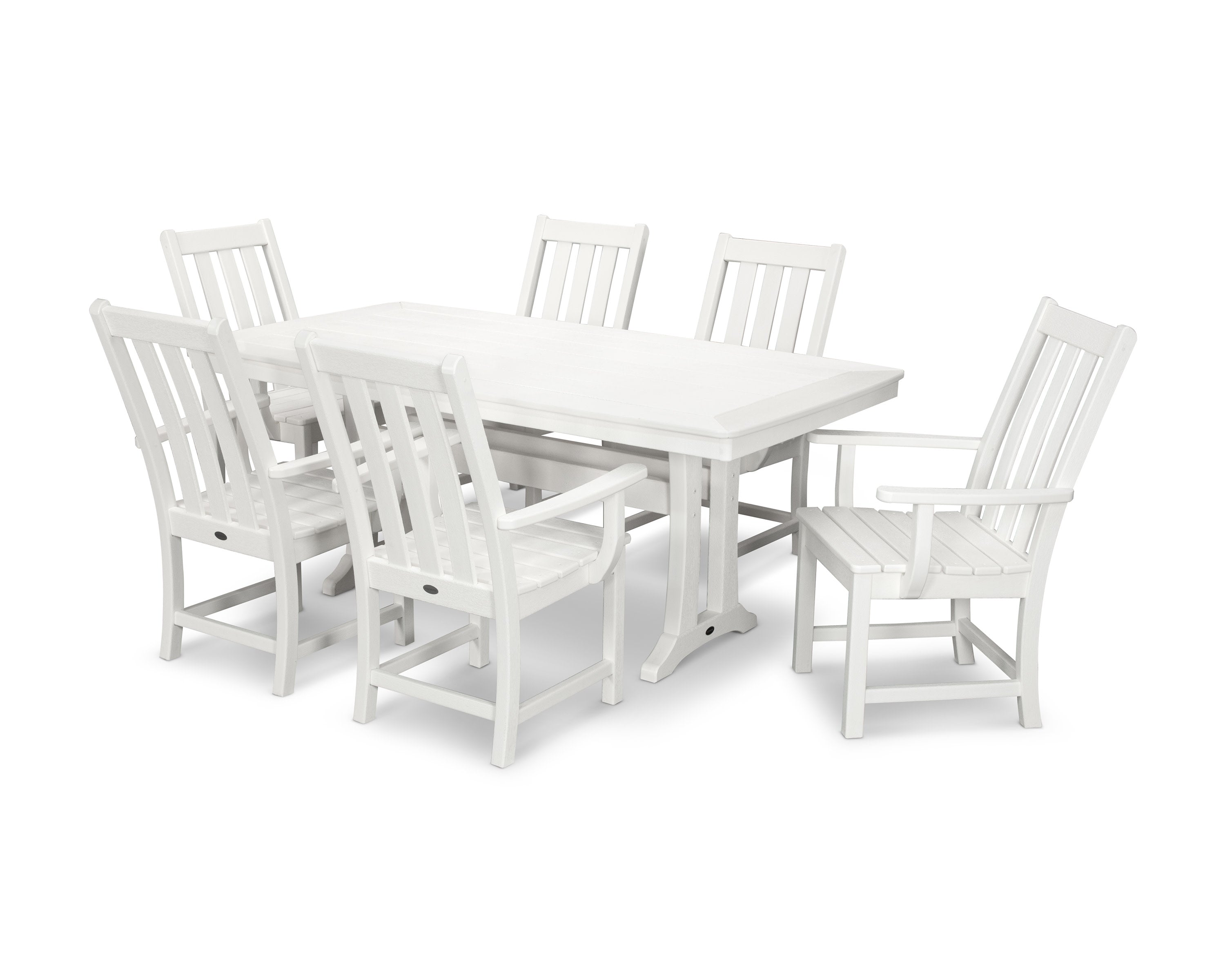 Vineyard 7-Piece Arm Chair Dining Set in Vintage White