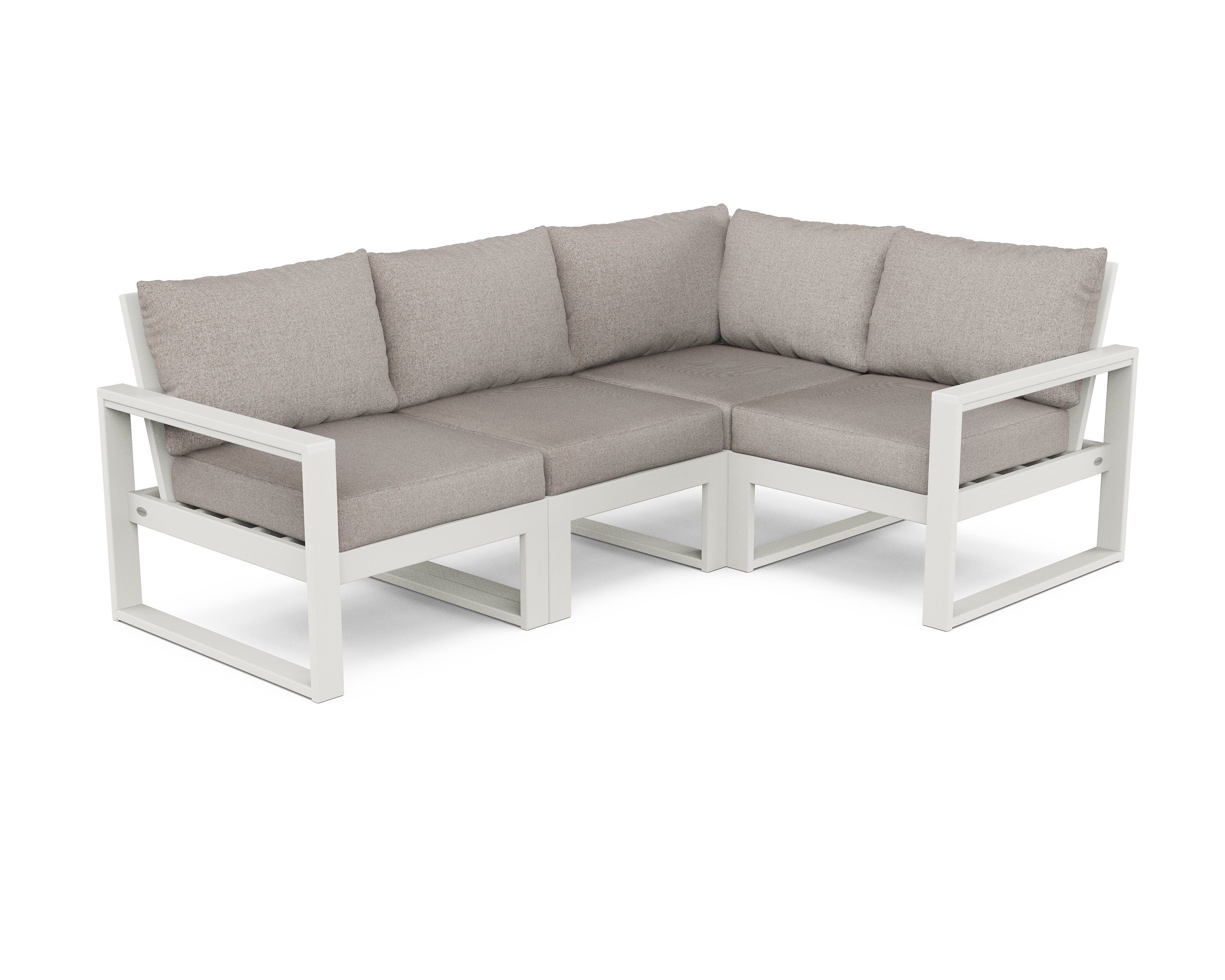 EDGE 4-Piece Modular Deep Seating Set in Vintage White / Weathered Tweed