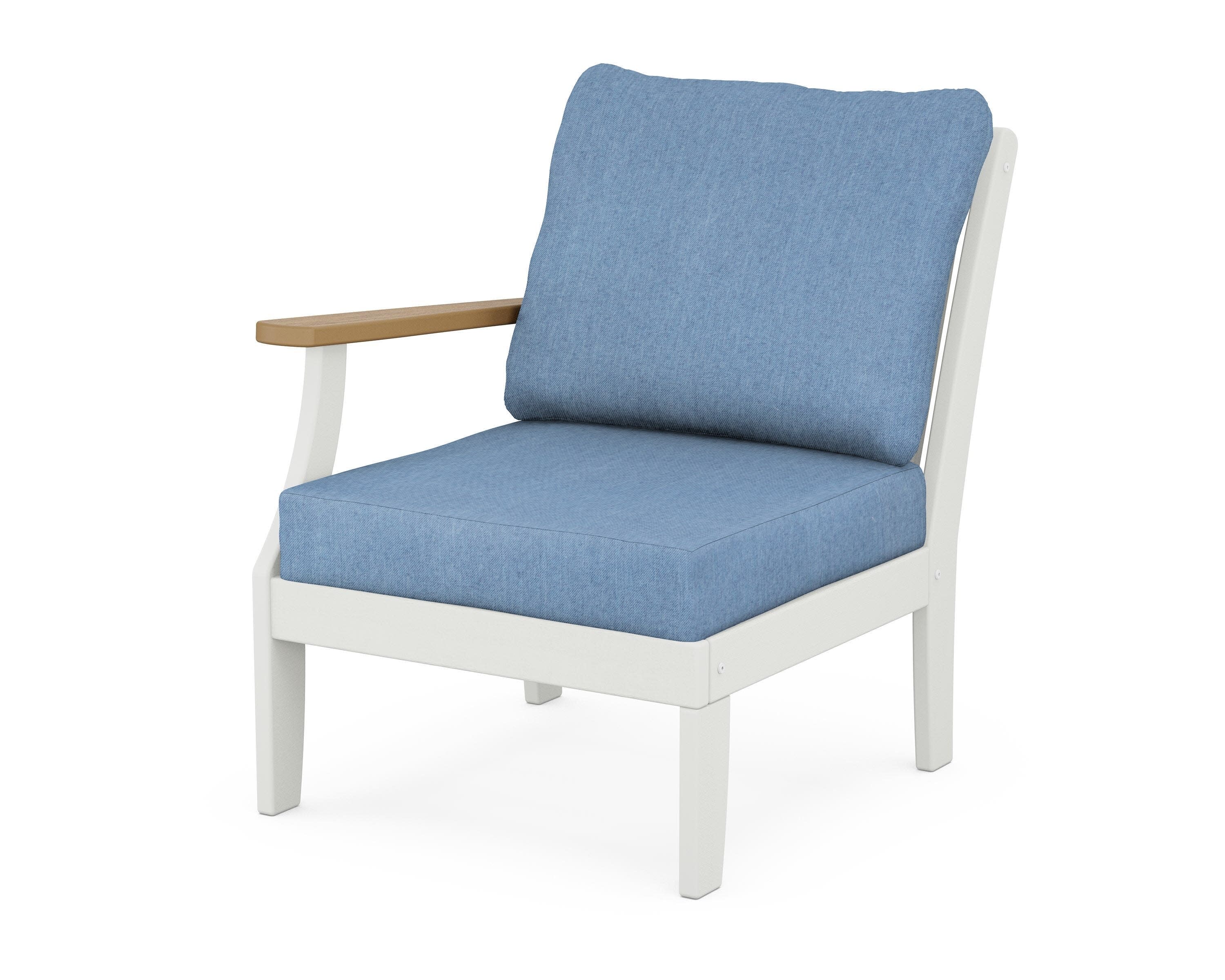 Braxton Modular Left Arm Chair in White / Natural / Sky Blue
