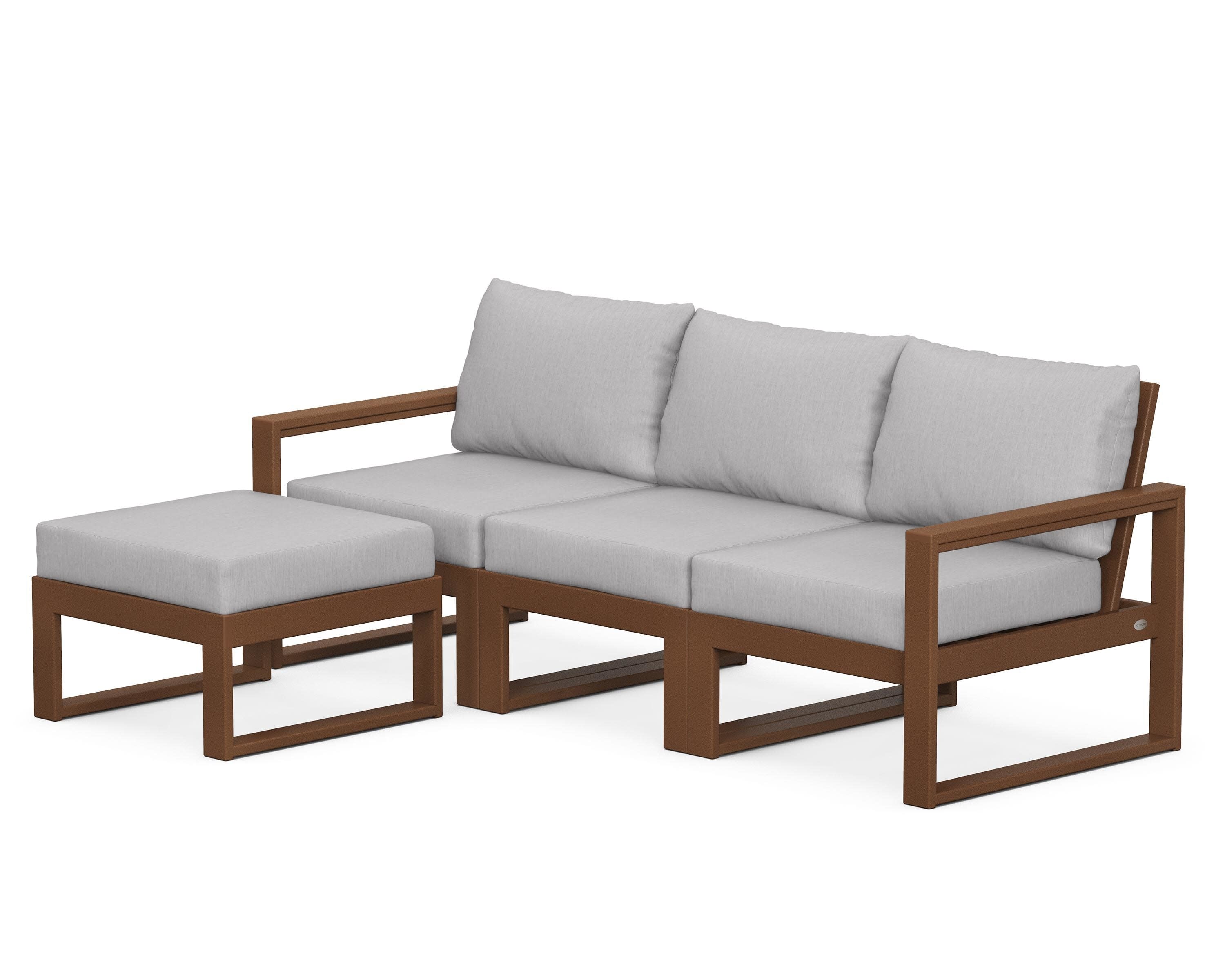 EDGE 4-Piece Modular Deep Seating Set with Ottoman in Teak / Granite