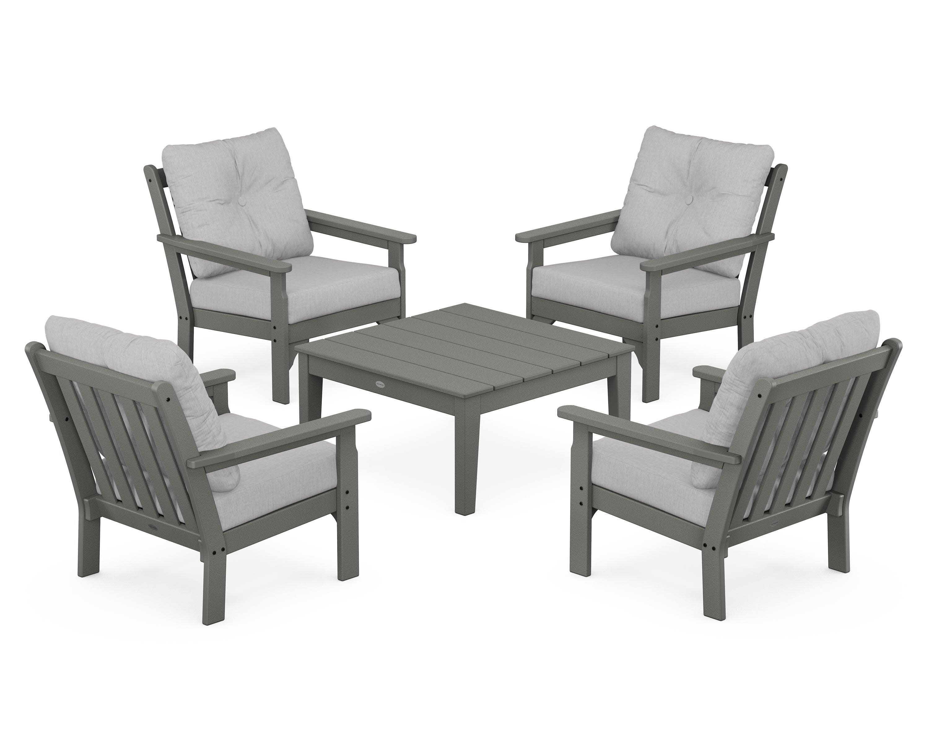 Vineyard 5-Piece Deep Seating Conversation Set in Slate Grey / Granite