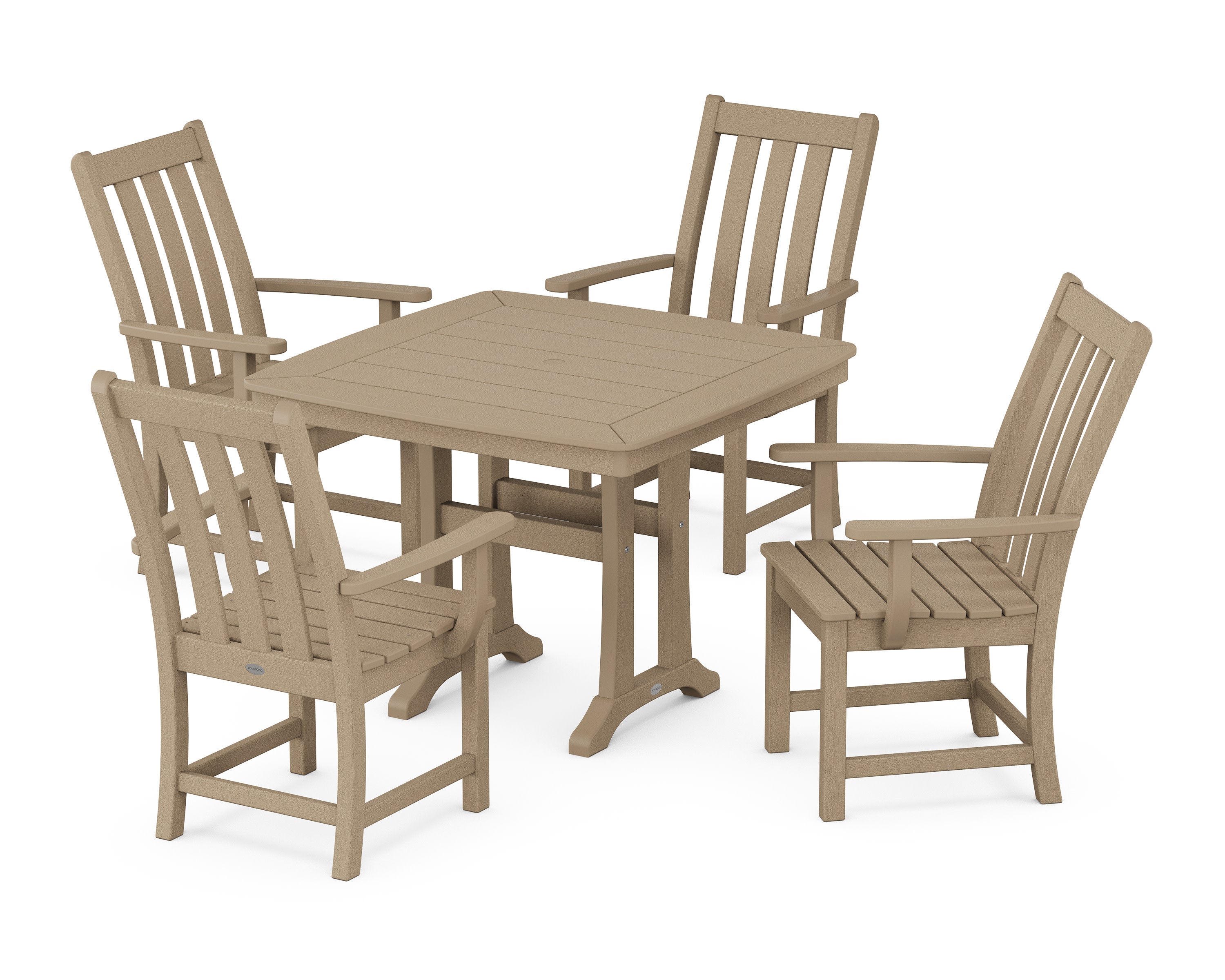 Vineyard 5-Piece Dining Set with Trestle Legs in Vintage Sahara