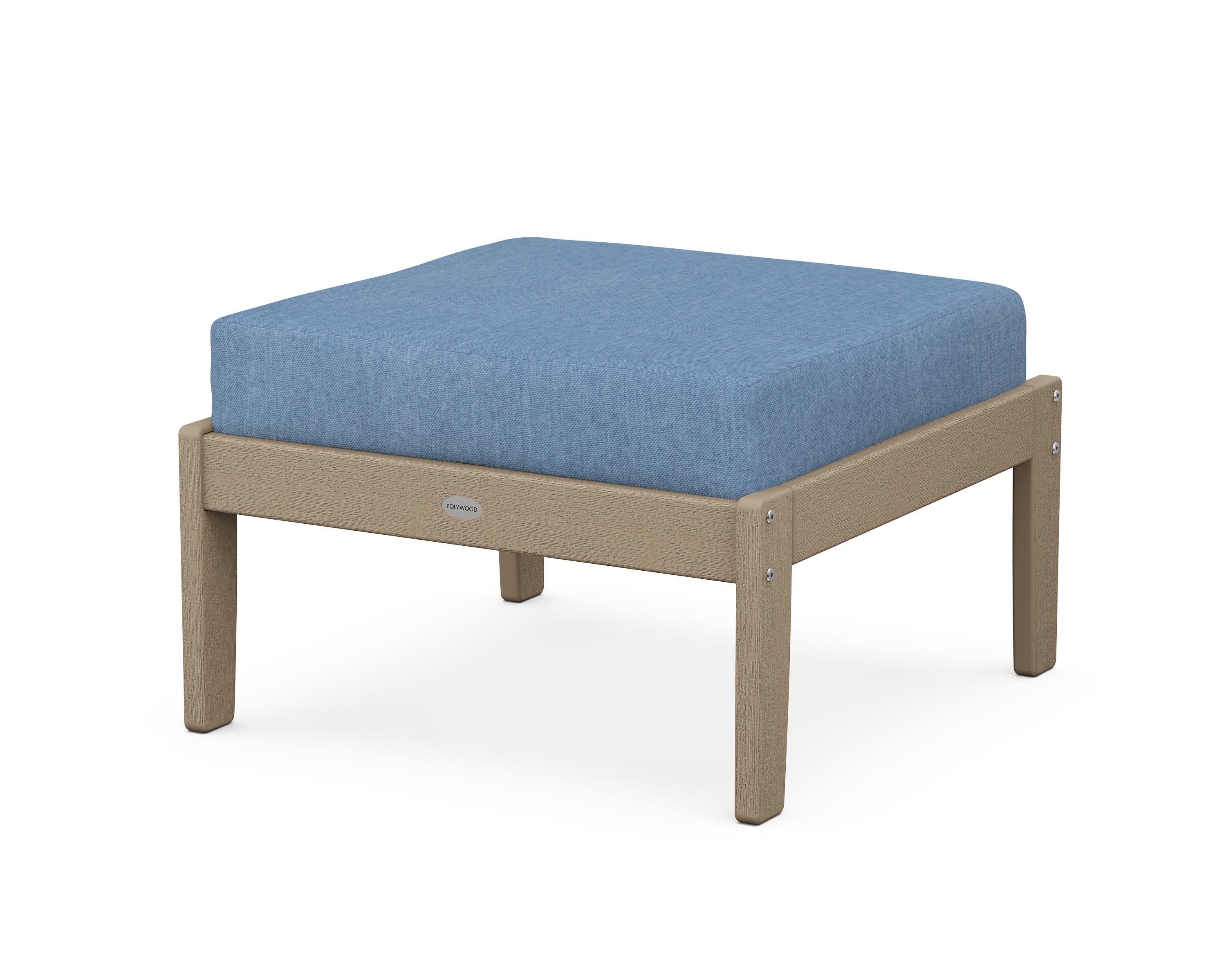 Braxton Deep Seating Ottoman in Vintage Sahara / Sky Blue