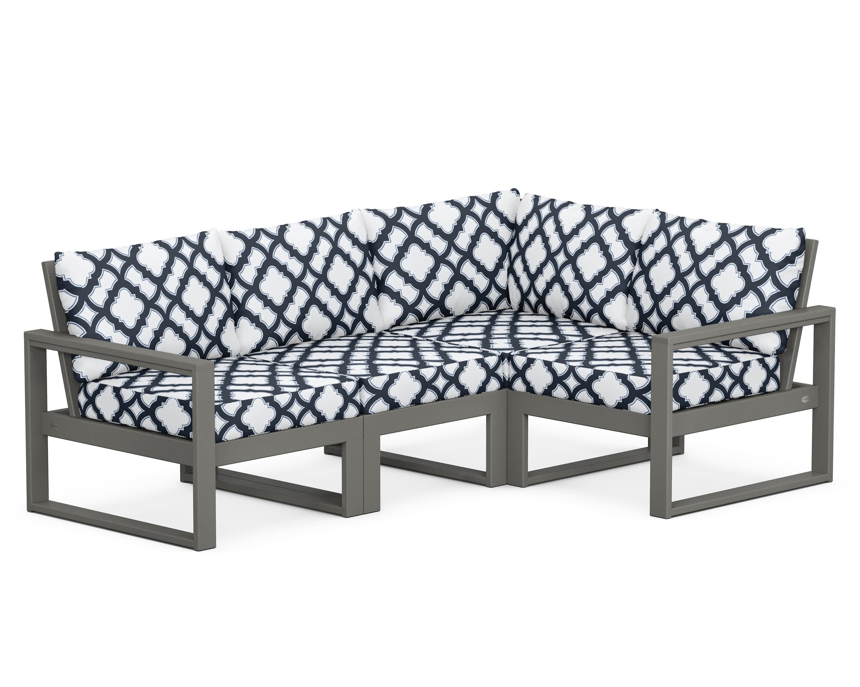 EDGE 4-Piece Modular Deep Seating Set in Slate Grey / Trellis Marine Indigo